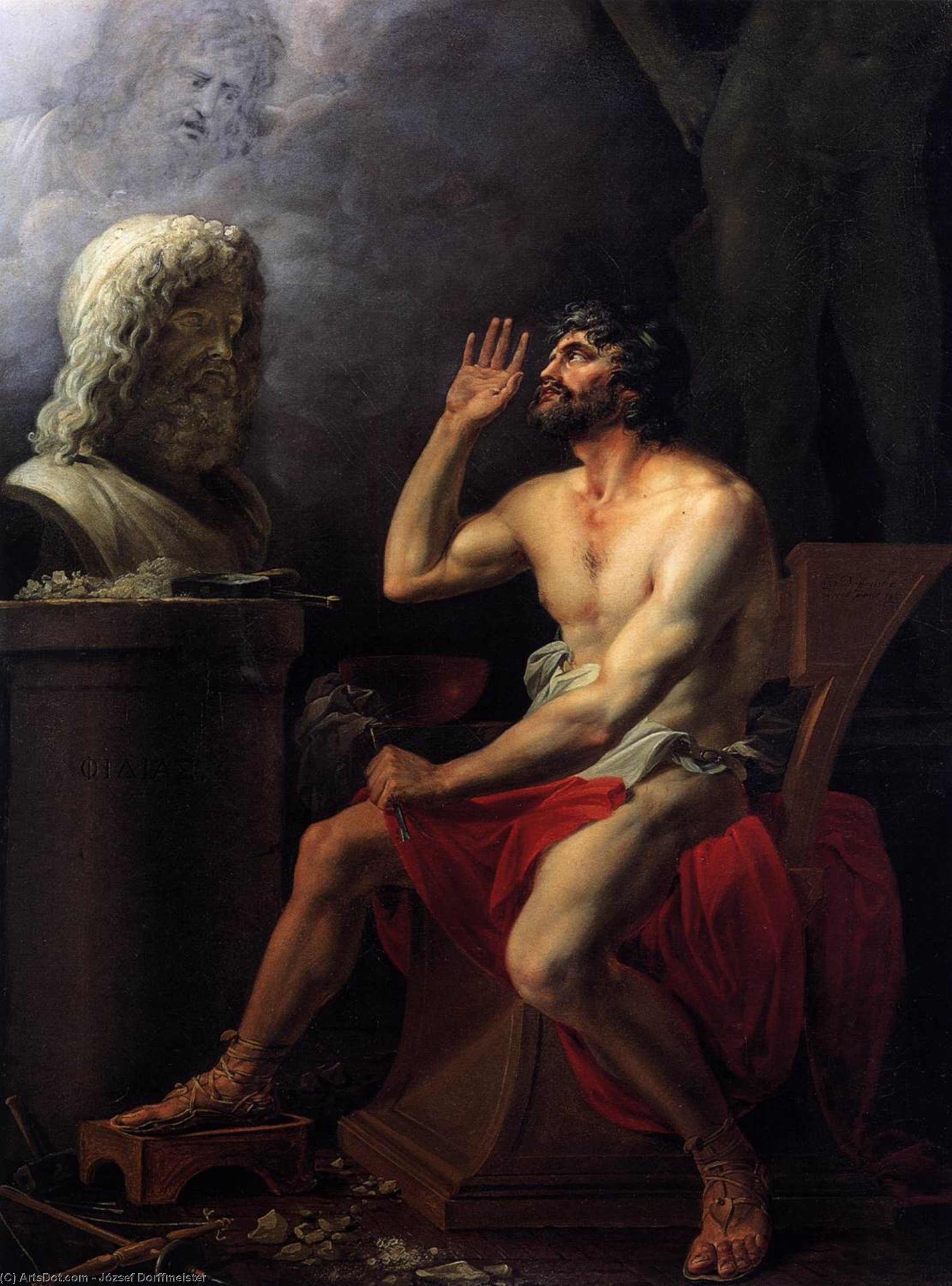 Buy Museum Art Reproductions Phidias Chiselling the Bust of Zeus, 1802 by József Dorffmeister (1764-1807, Hungary) | ArtsDot.com