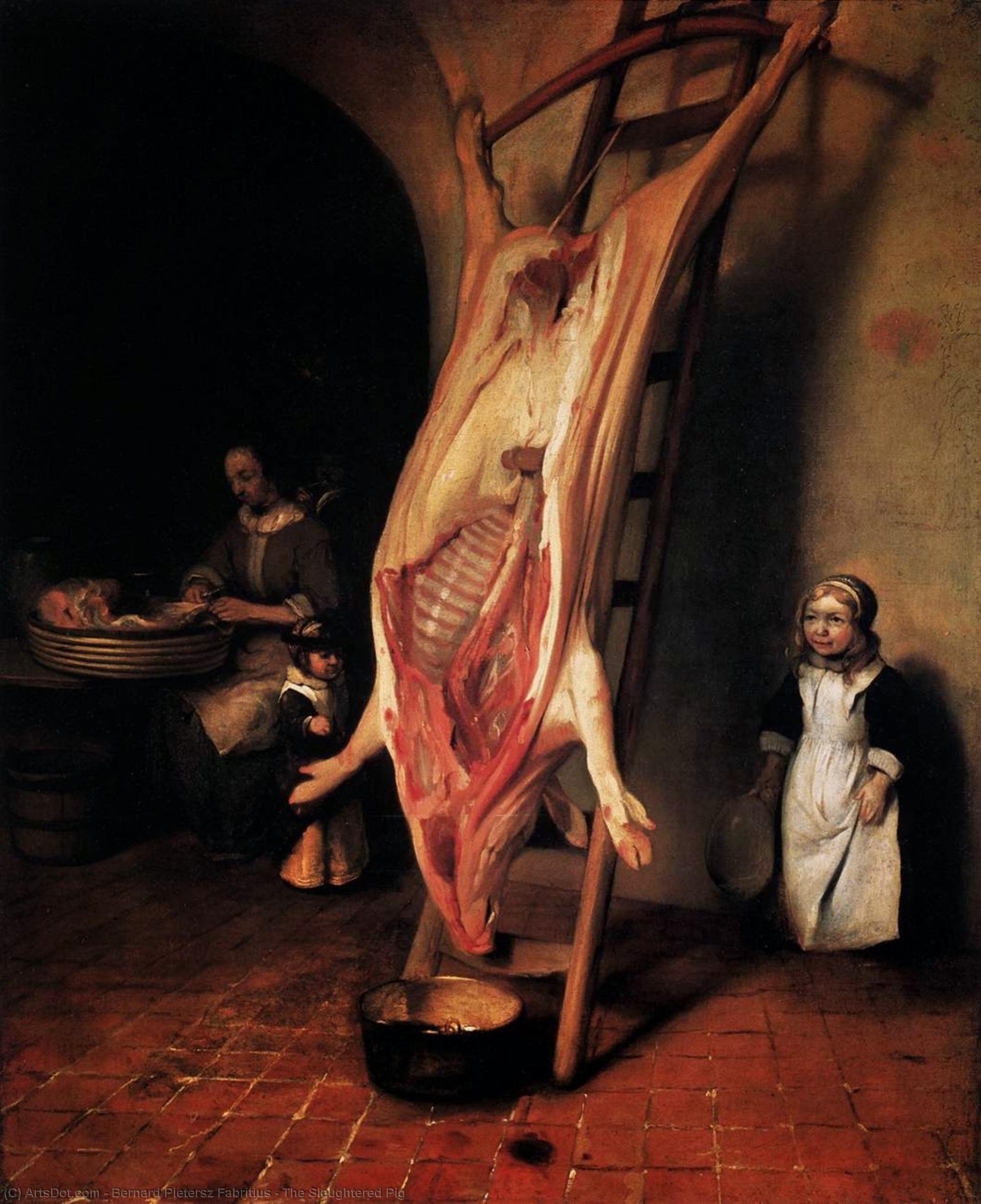 Order Oil Painting Replica The Slaughtered Pig, 1656 by Bernard Pietersz Fabritius (1624-1673, Netherlands) | ArtsDot.com