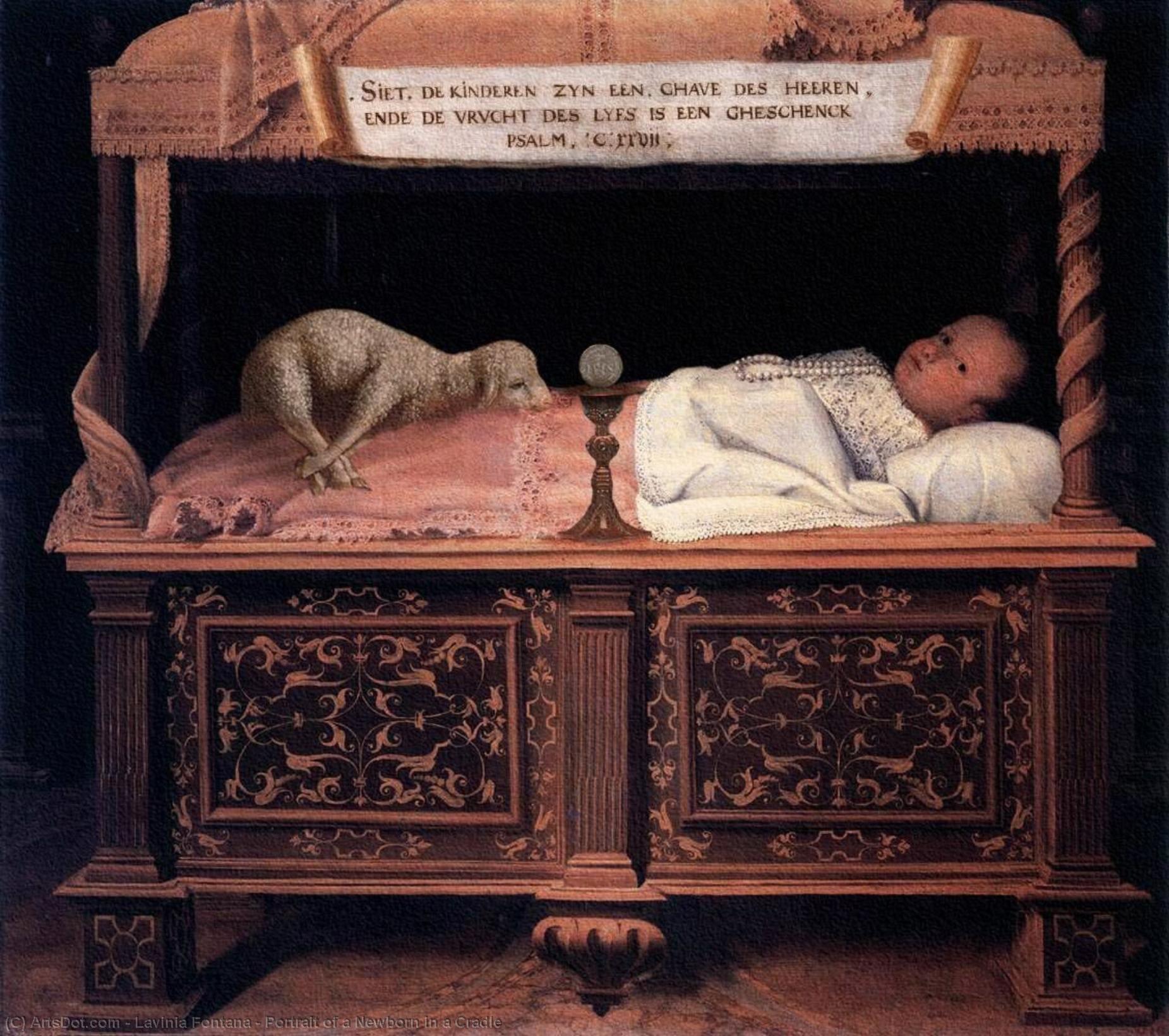 Order Oil Painting Replica Portrait of a Newborn in a Cradle, 1583 by Lavinia Fontana (1552-1614, Italy) | ArtsDot.com