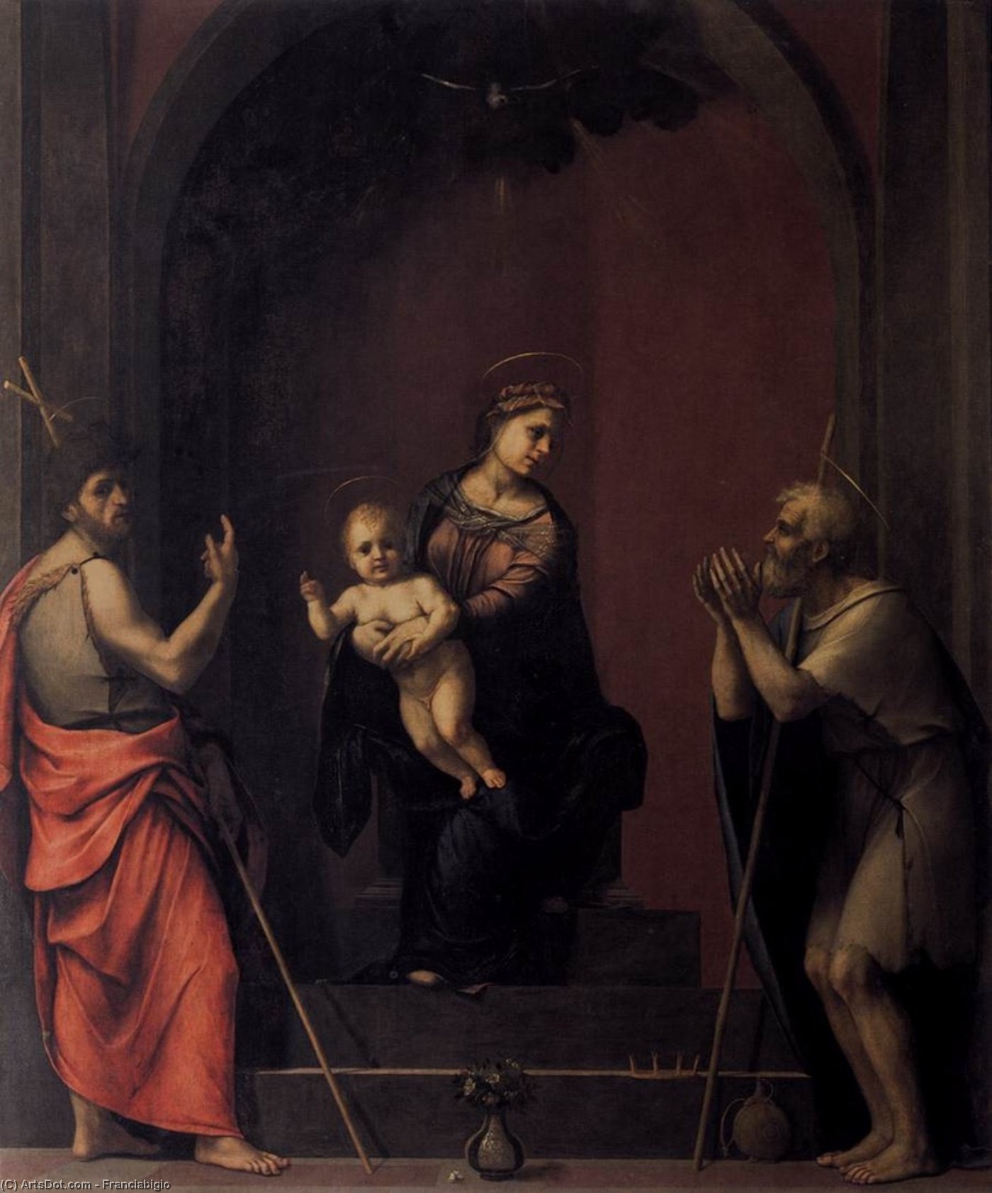 Order Oil Painting Replica Virgin and Child with Sts John the Baptist and Job, 1516 by Franciabigio (1482-1525, Italy) | ArtsDot.com