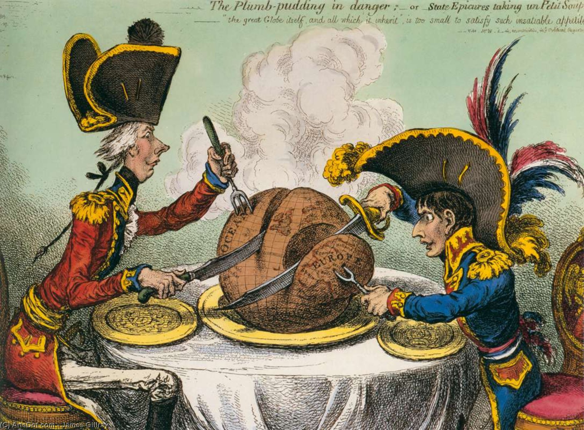 Buy Museum Art Reproductions The Plum-Pudding in Danger, 1805 by James Gillray (1756-1815, United Kingdom) | ArtsDot.com
