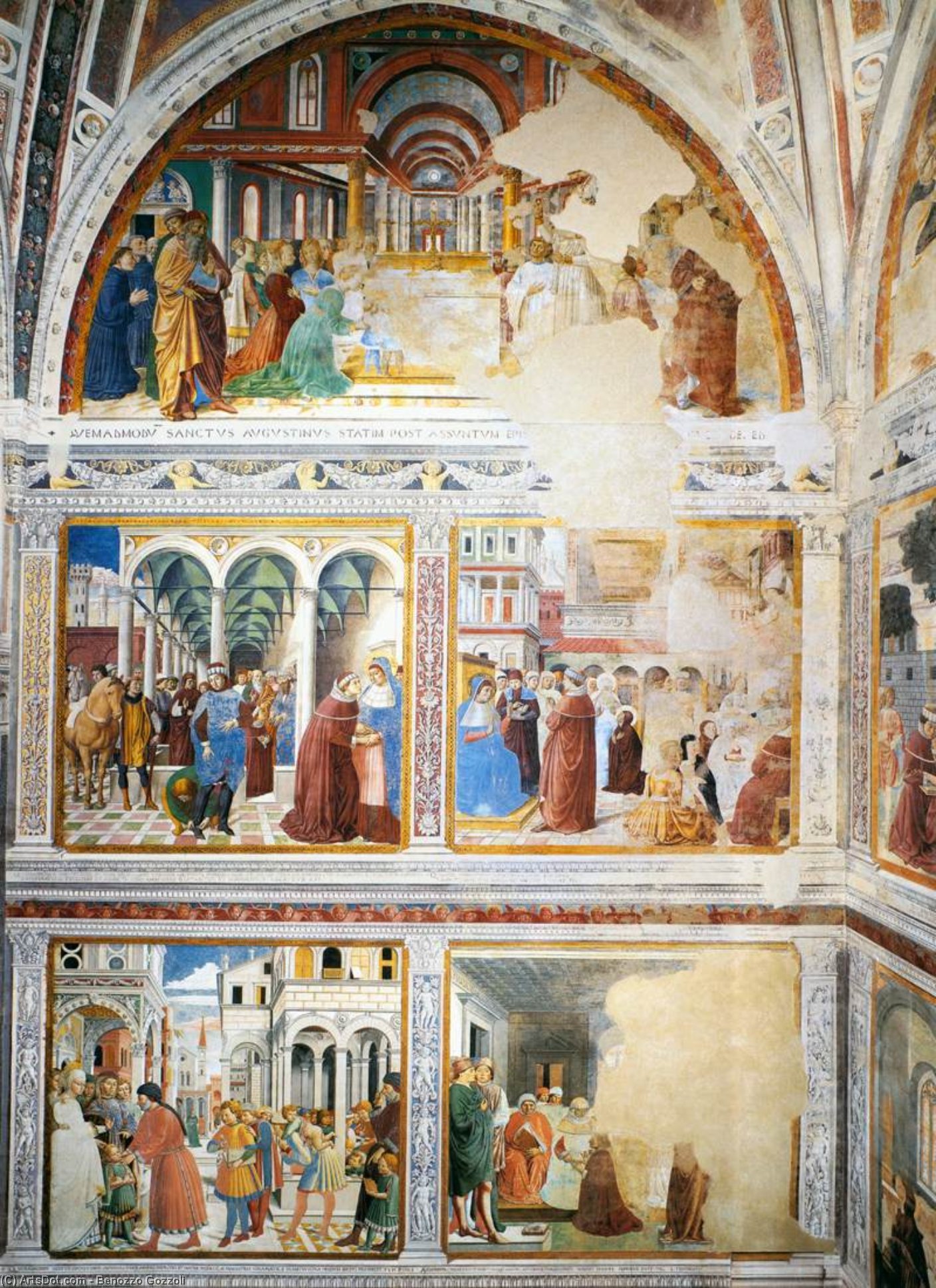 購入 美術館の複製、美術複製、絵画複製、美術館の品質プリント、美術品の複製、有名な絵画の複製、博物館の品質再現、キャンバスにアートプリント チャペルの右手の壁を見る, 1464 バイ Benozzo Gozzoli (1420-1497, Italy) | ArtsDot.com