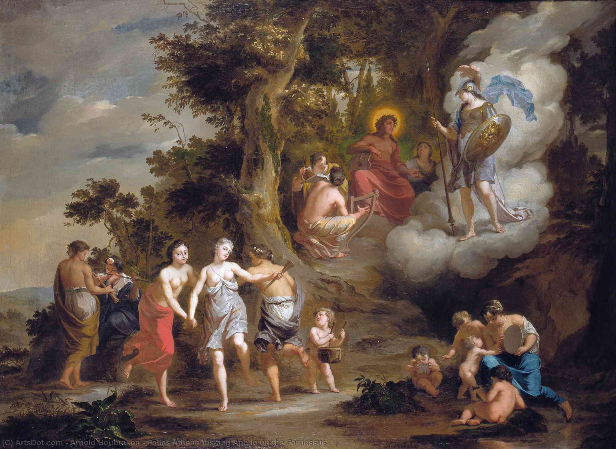 Buy Museum Art Reproductions Pallas Athene Visiting Apollo on the Parnassus, 1703 by Arnold Houbraken (1660-1719, Netherlands) | ArtsDot.com