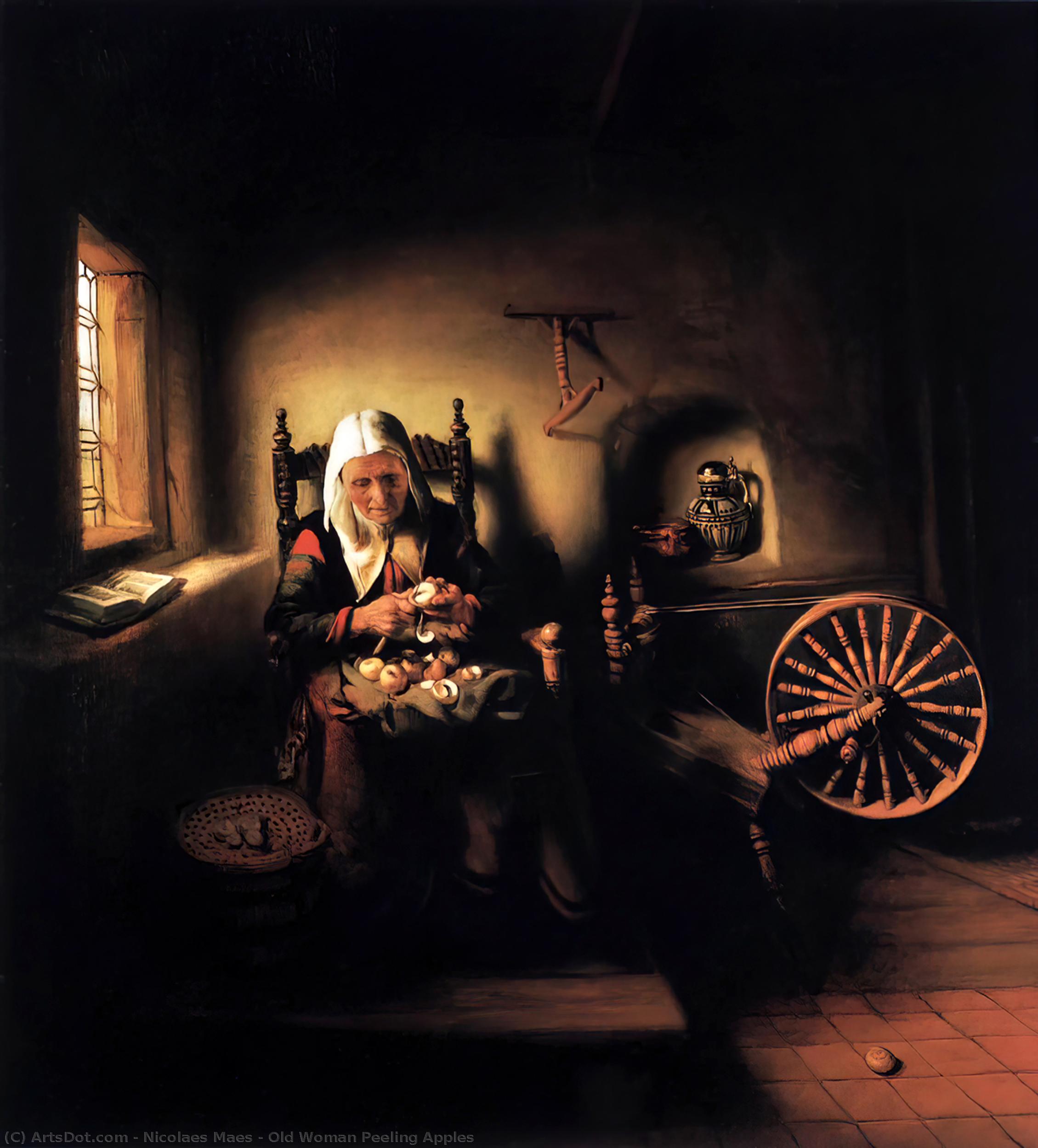 Order Art Reproductions Old Woman Peeling Apples, 1655 by Nicolaes Maes (1634-1693, Netherlands) | ArtsDot.com