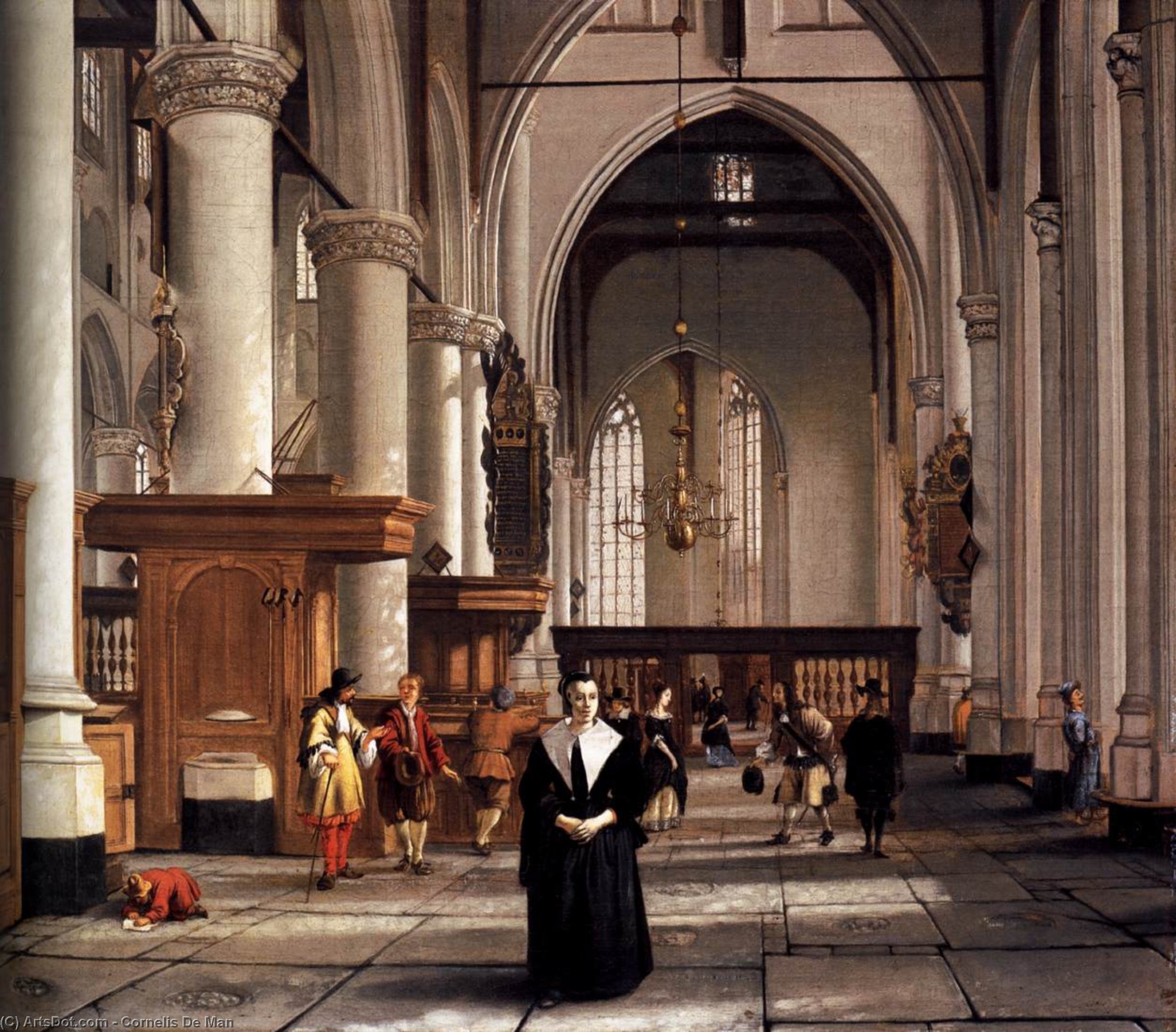 Order Oil Painting Replica Interior of the Laurenskerk, Rotterdam, 1664 by Cornelis De Man (1562-1638, Netherlands) | ArtsDot.com