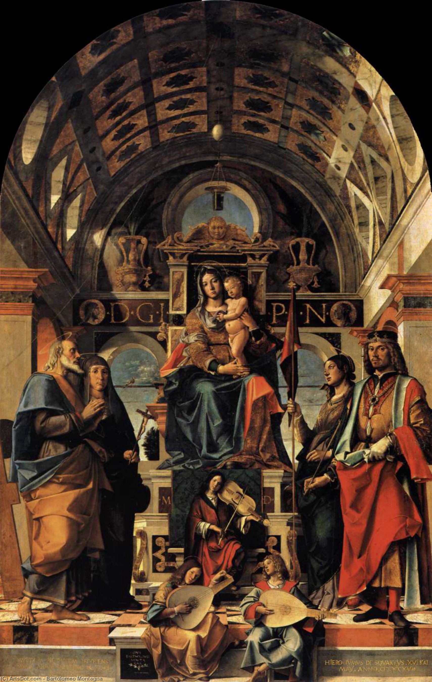 Order Oil Painting Replica Madonna and Child Enthroned with Saints, 1498 by Bartolomeo Montagna (1450-1523, Italy) | ArtsDot.com