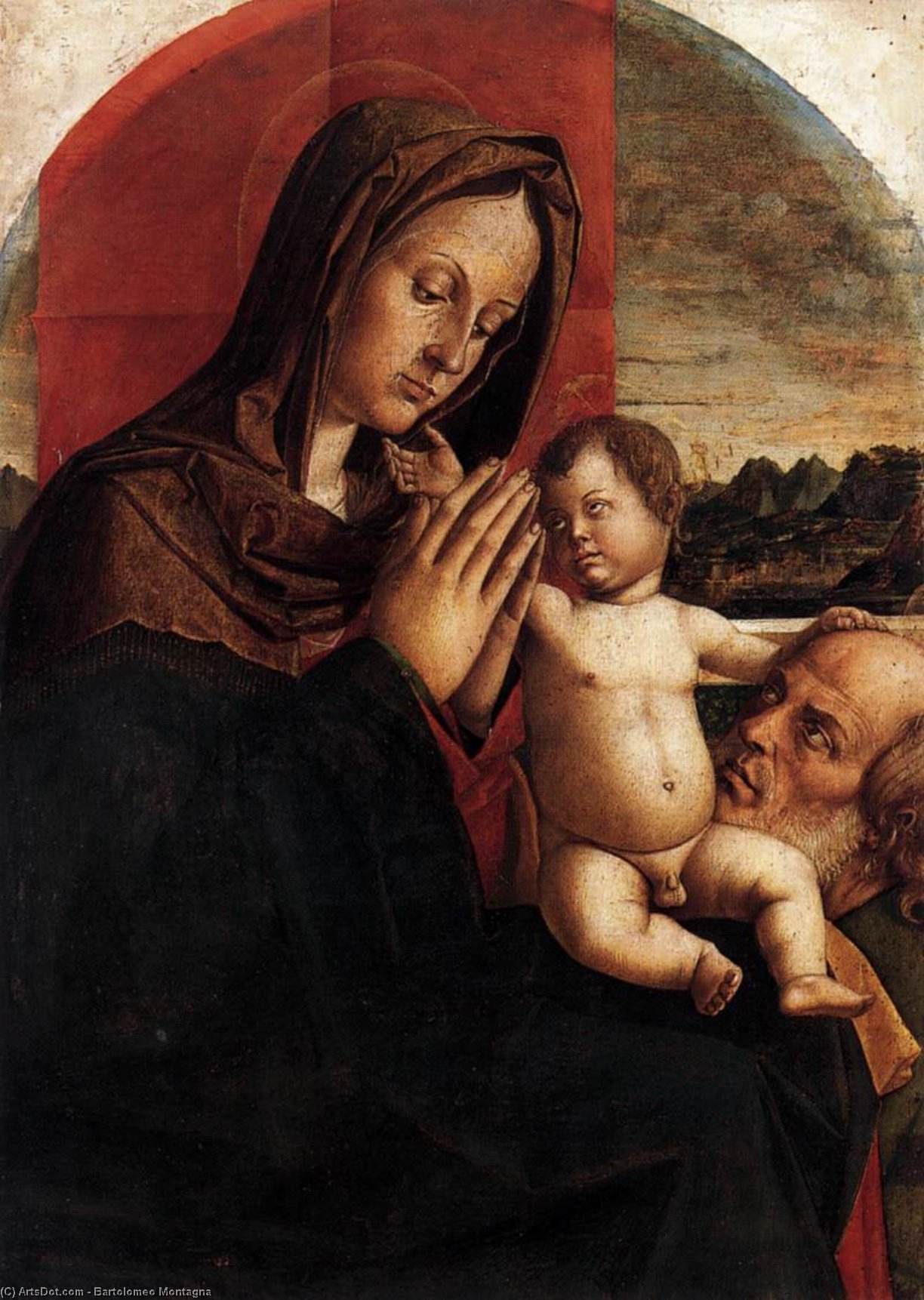Order Oil Painting Replica Madonna and Child with St Joseph, 1500 by Bartolomeo Montagna (1450-1523, Italy) | ArtsDot.com