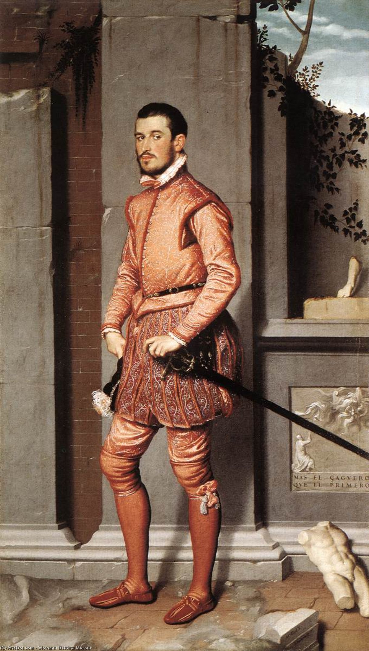 Buy Museum Art Reproductions The Gentleman in Pink, 1560 by Giovanni Battista Moroni (1525-1578, Italy) | ArtsDot.com