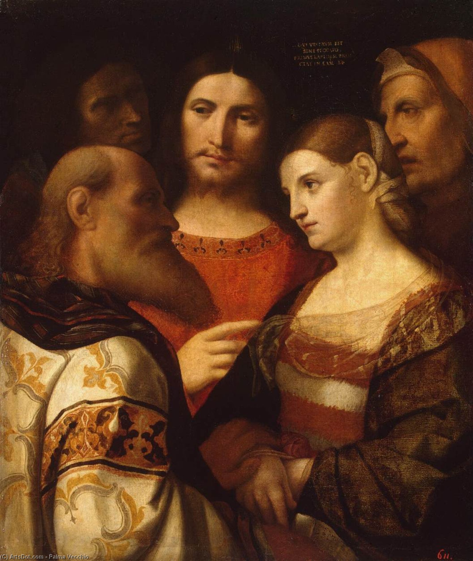 Order Artwork Replica Christ and the Woman Taken in Adultery, 1510 by Palma Vecchio (1480-1528) | ArtsDot.com