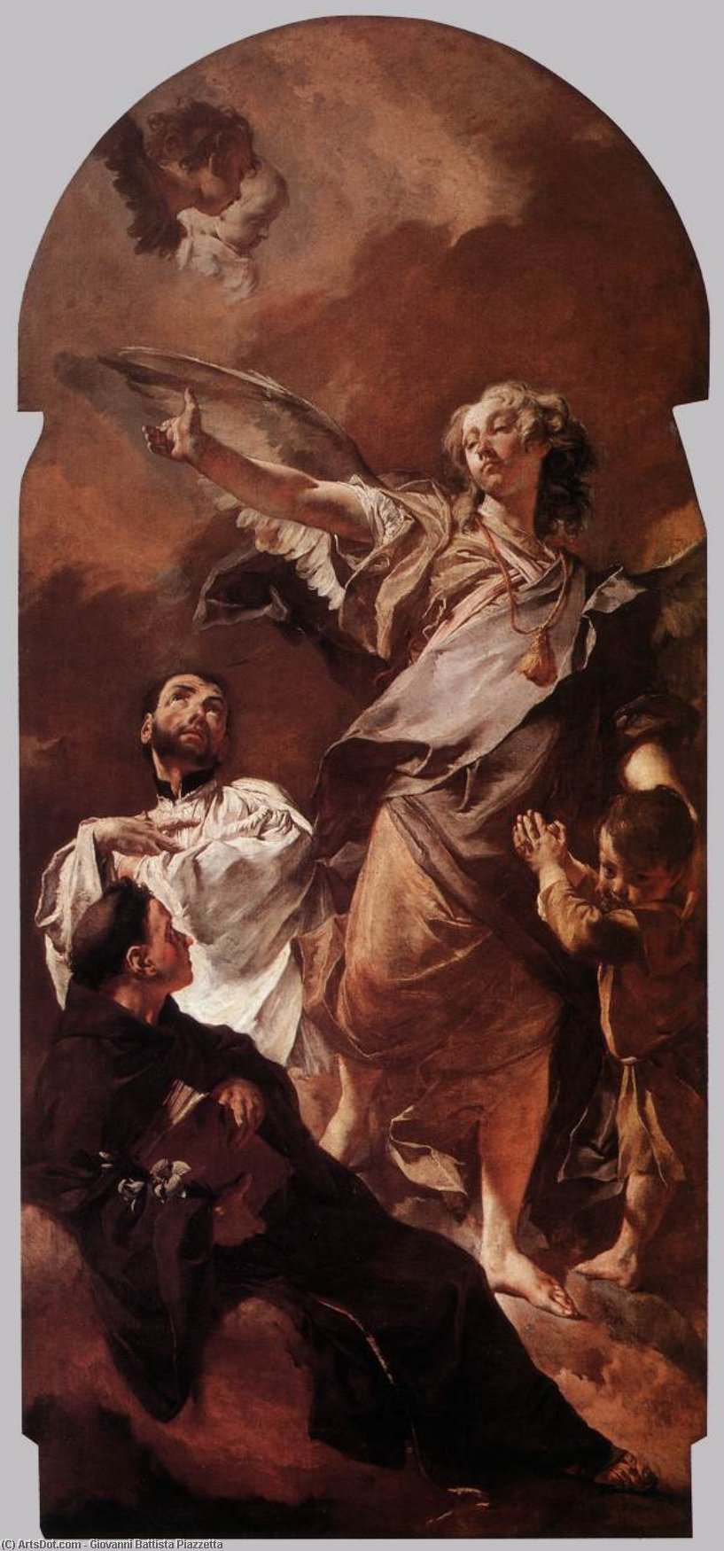 Order Artwork Replica The Guardian Angel with Sts Anthony of Padua and Gaetano Thiene, 1729 by Giovanni Battista Piazzetta (1715-1754, Italy) | ArtsDot.com