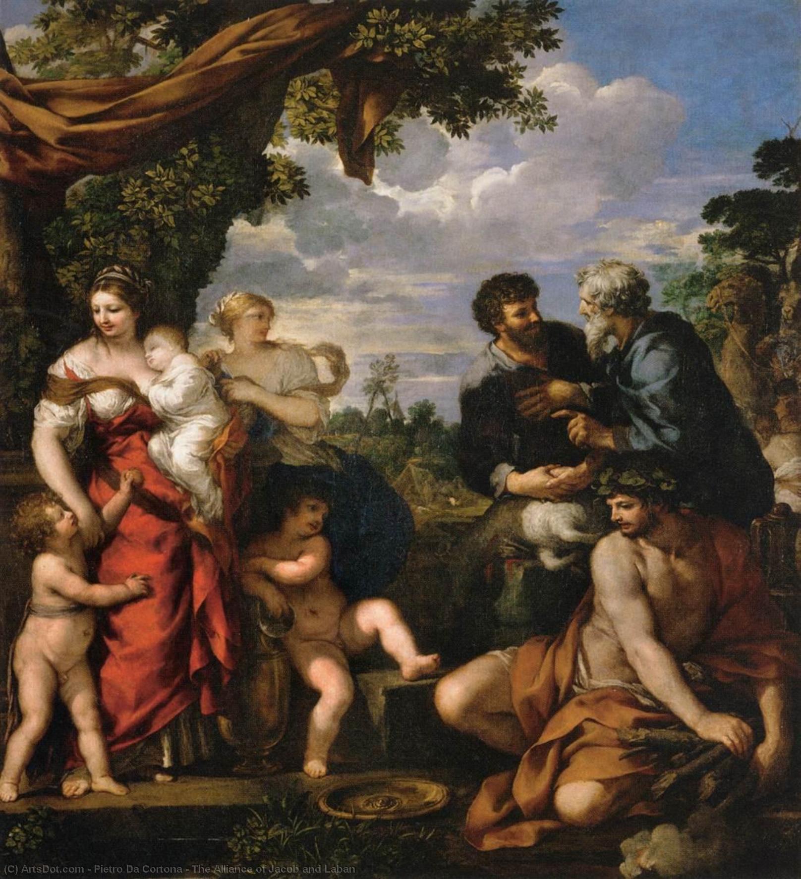 Order Oil Painting Replica The Alliance of Jacob and Laban, 1630 by Pietro Da Cortona (1596-1669, Italy) | ArtsDot.com