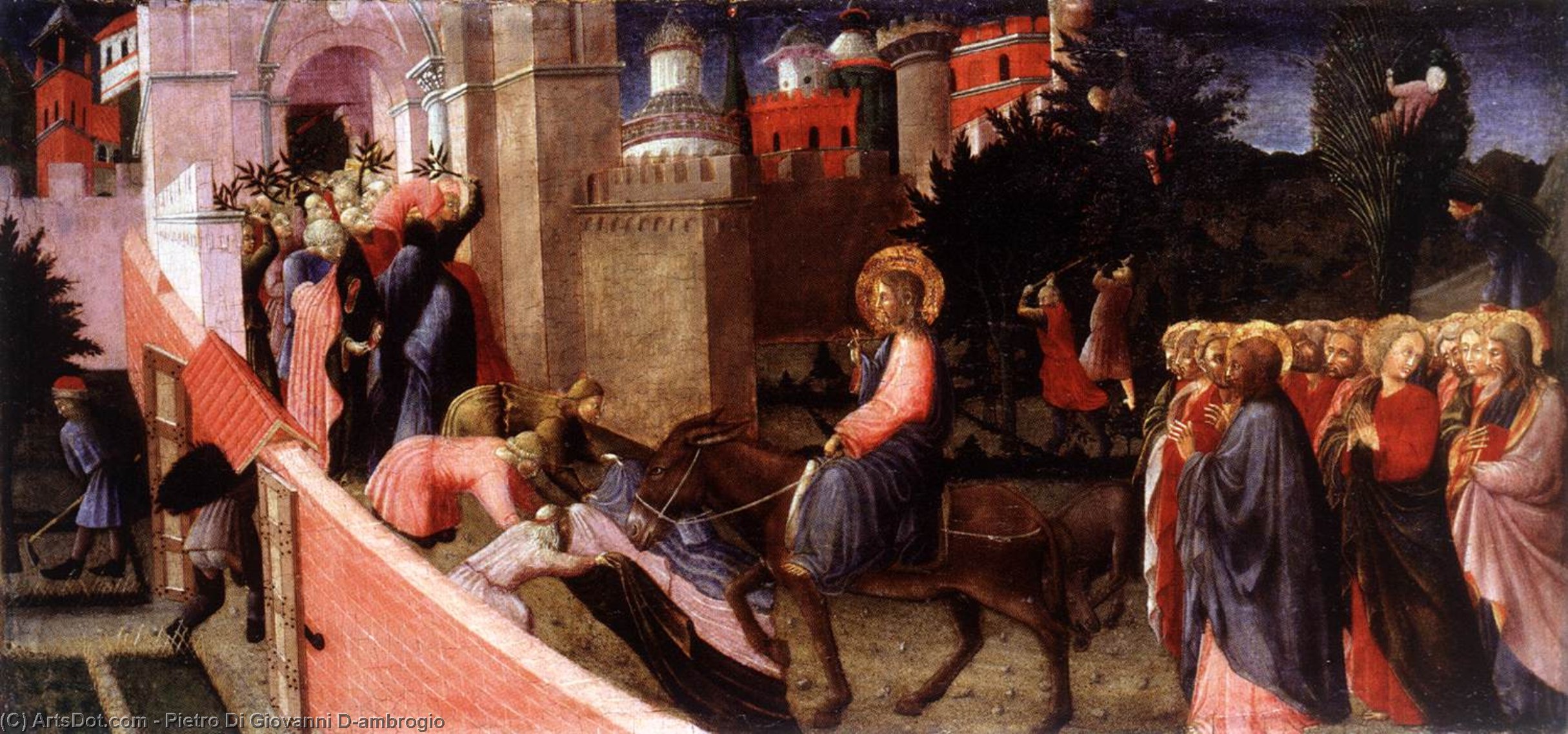 Buy Museum Art Reproductions Entry of Christ to Jerusalem, 1435 by Pietro Di Giovanni D'ambrogio (1410-1449, Italy) | ArtsDot.com