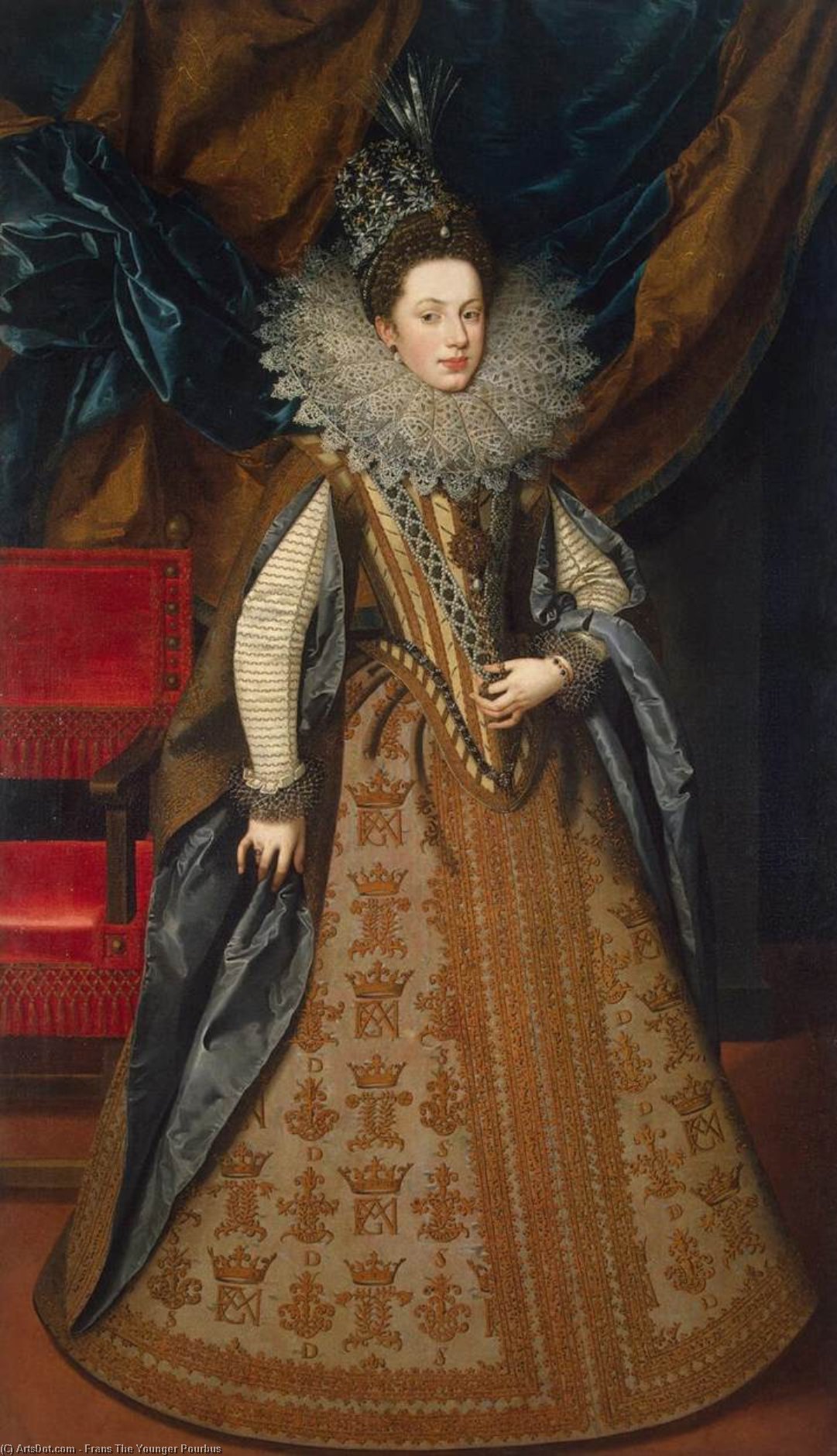 Buy Museum Art Reproductions Portrait of Margaret of Savoy, Duchess of Mantua, 1608 by Frans The Younger Pourbus (1569-1622, Belgium) | ArtsDot.com