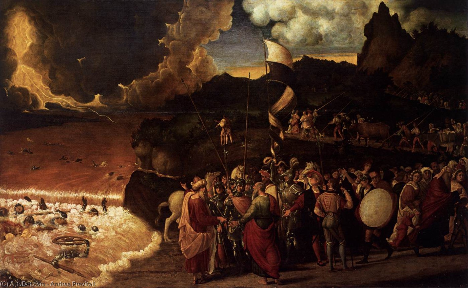 Order Oil Painting Replica Submersion of Pharaoh in the Red Sea, 1515 by Andrea Previtali (1480-1528, Italy) | ArtsDot.com