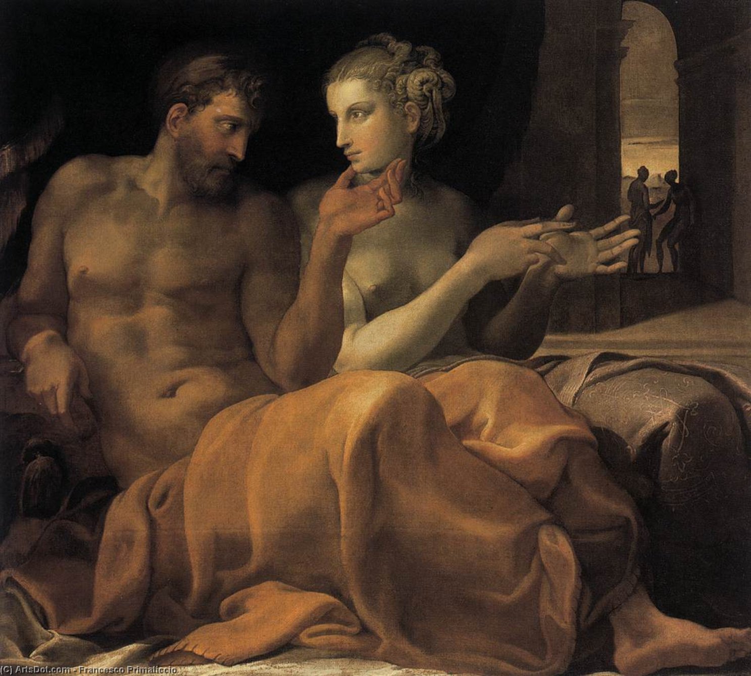 Order Paintings Reproductions Ulysses and Penelope, 1545 by Francesco Primaticcio (1504-1570, Italy) | ArtsDot.com