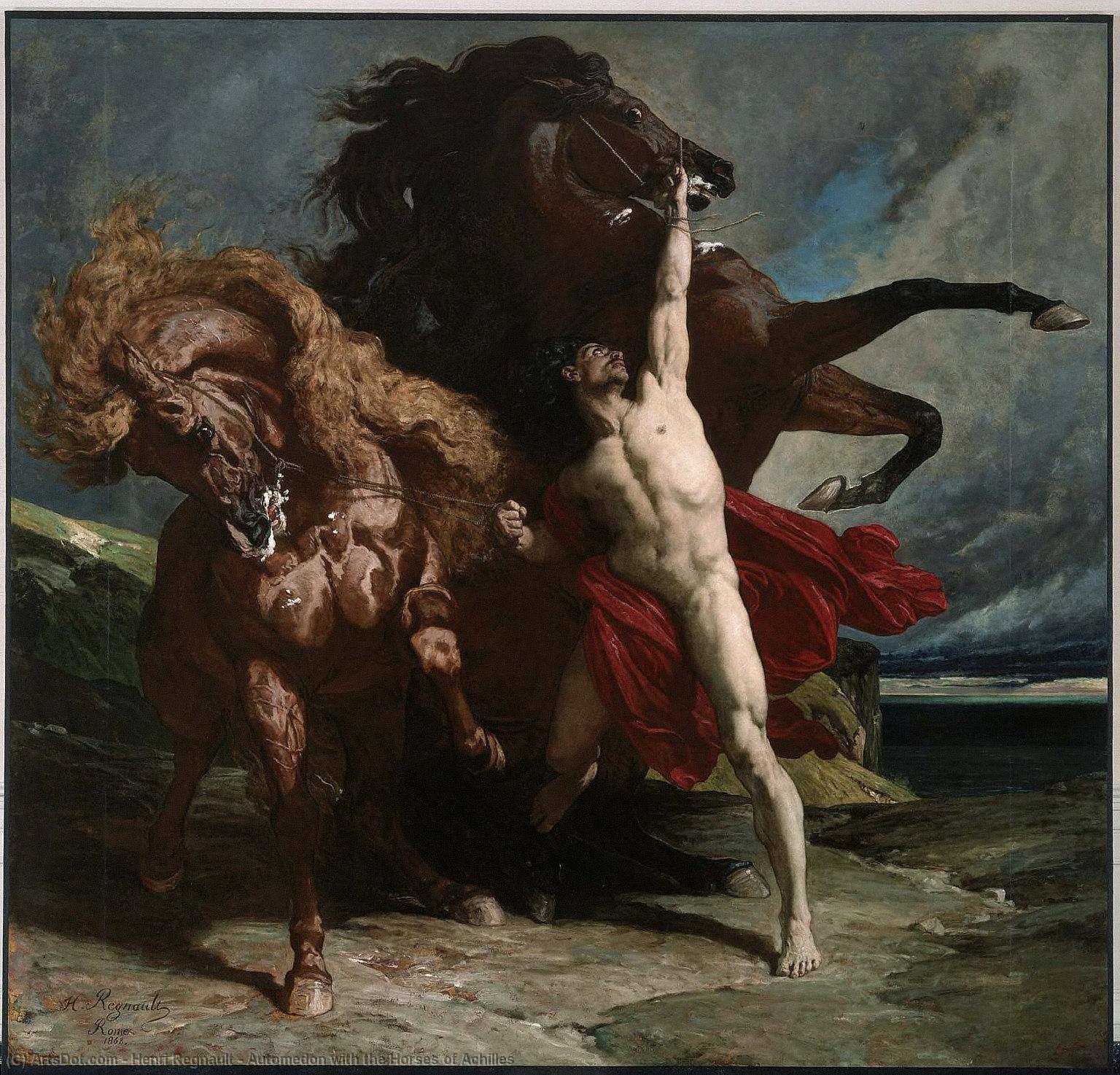 Buy Museum Art Reproductions Automedon with the Horses of Achilles, 1868 by Henri Regnault (1843-1871, France) | ArtsDot.com