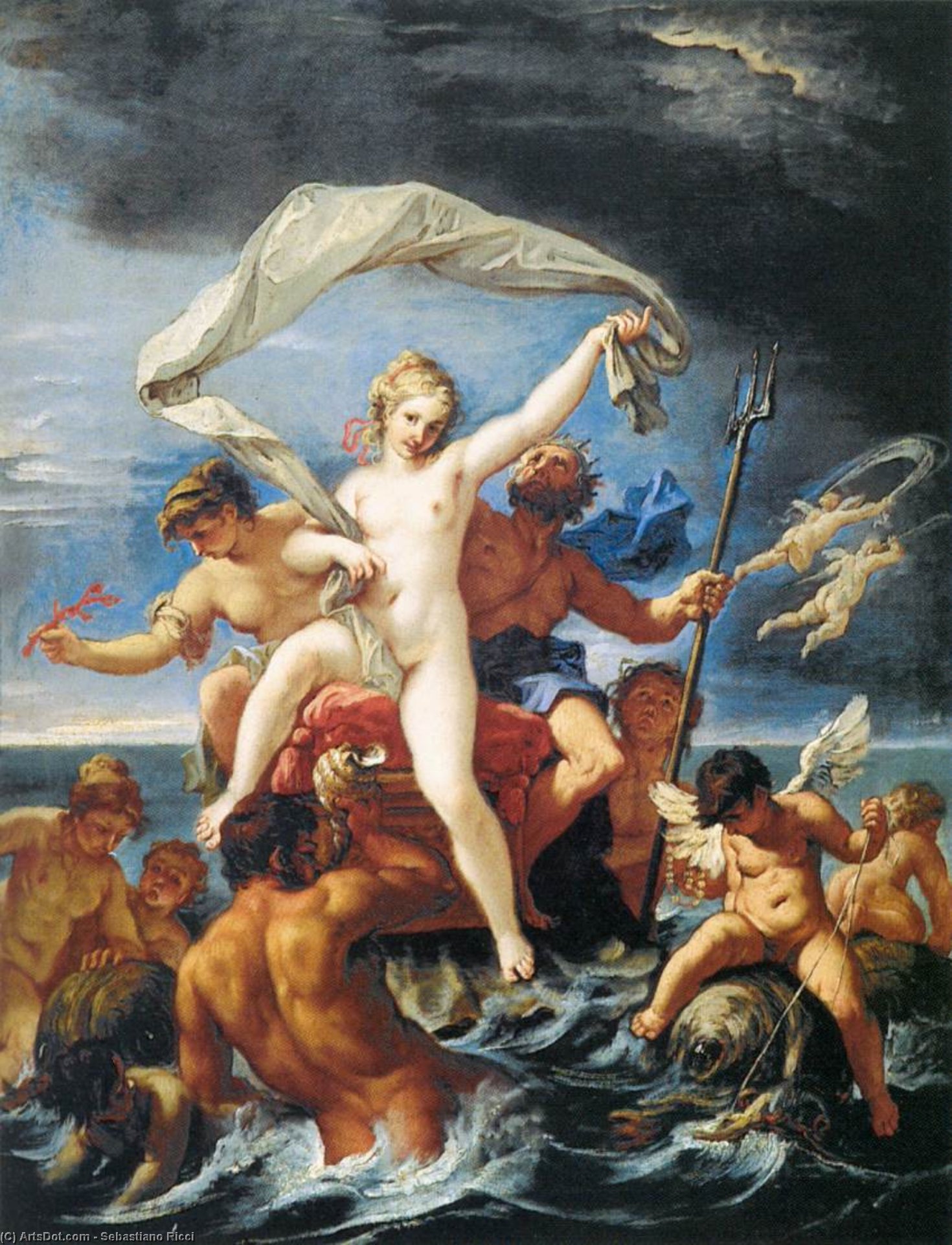 Order Oil Painting Replica Neptune and Amphitrite, 1691 by Sebastiano Ricci (1659-1734, Italy) | ArtsDot.com