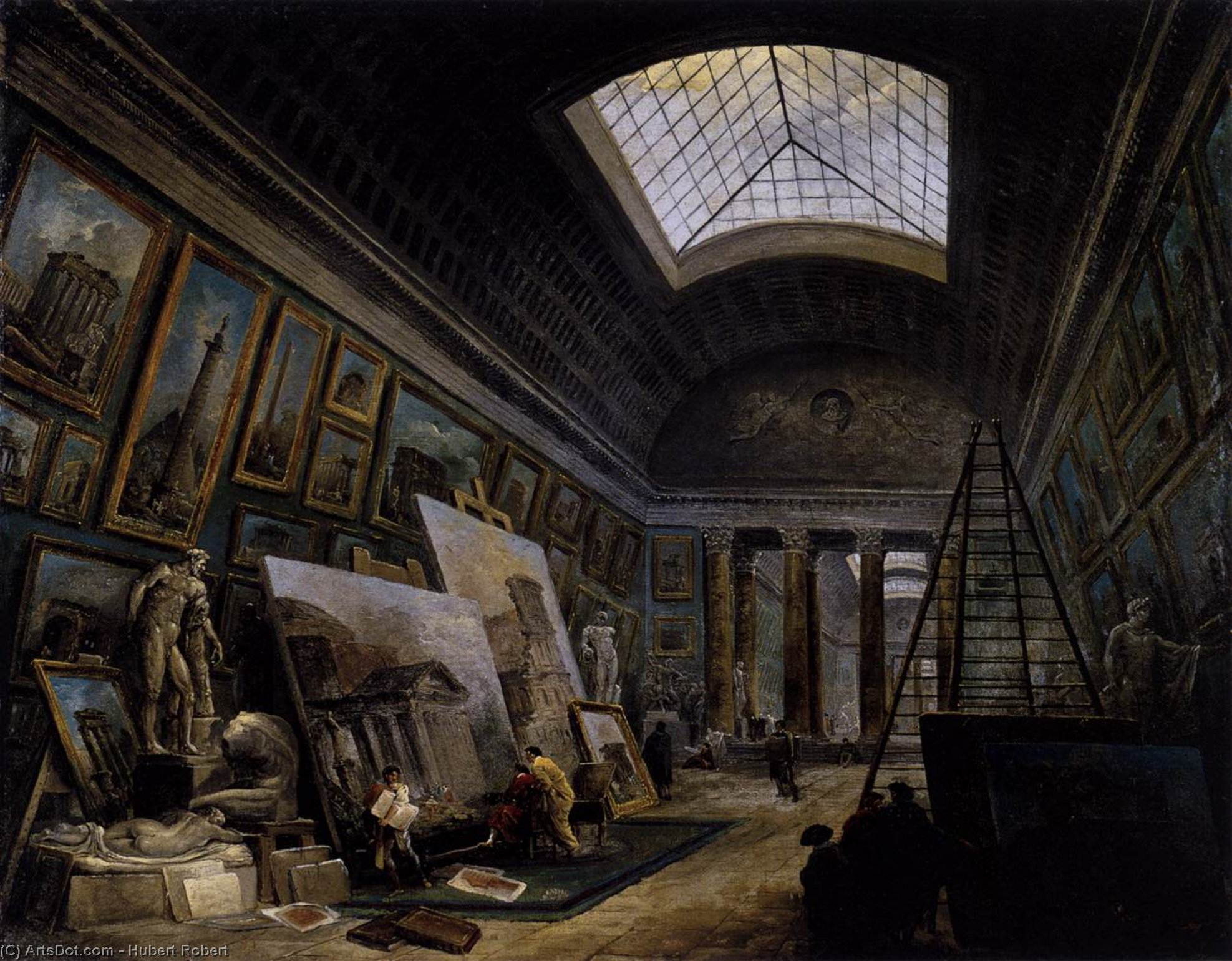Order Oil Painting Replica Imaginary View of the Grande Galerie in the Louvre, 1789 by Hubert Robert (1733-1808, France) | ArtsDot.com