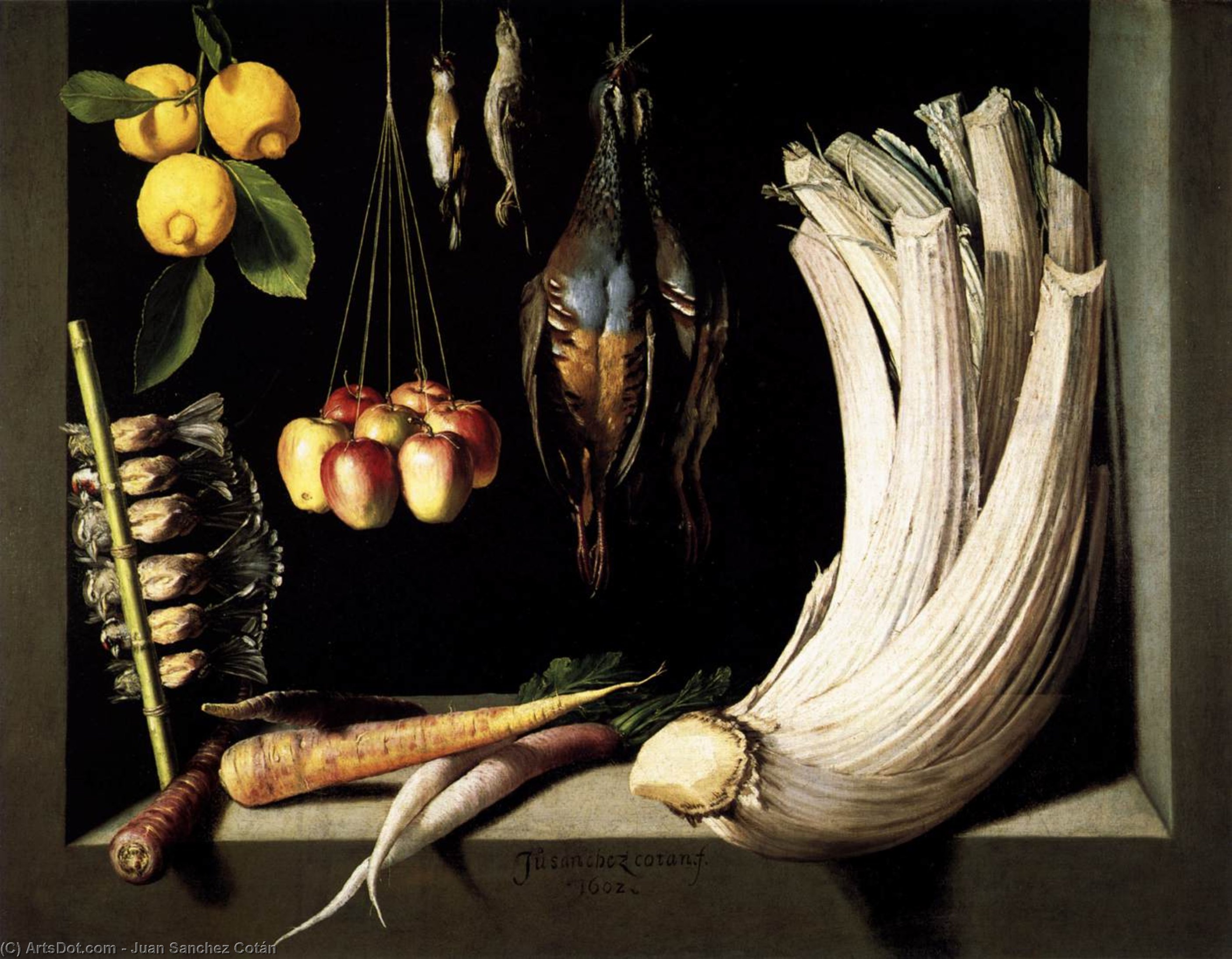 Buy Museum Art Reproductions Still-Life with Game, Vegetable and Fruit, 1602 by Juan Sanchez Cotán (1560-1627, Spain) | ArtsDot.com