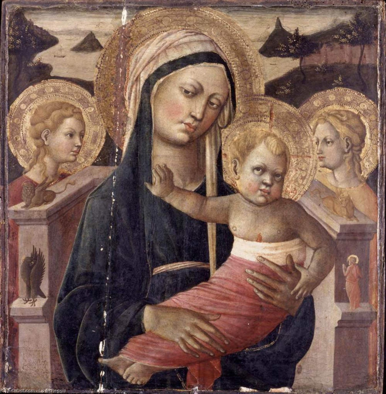 Order Paintings Reproductions Madonna and Child Enthroned by Lo Scheggia (1406-1486, Italy) | ArtsDot.com