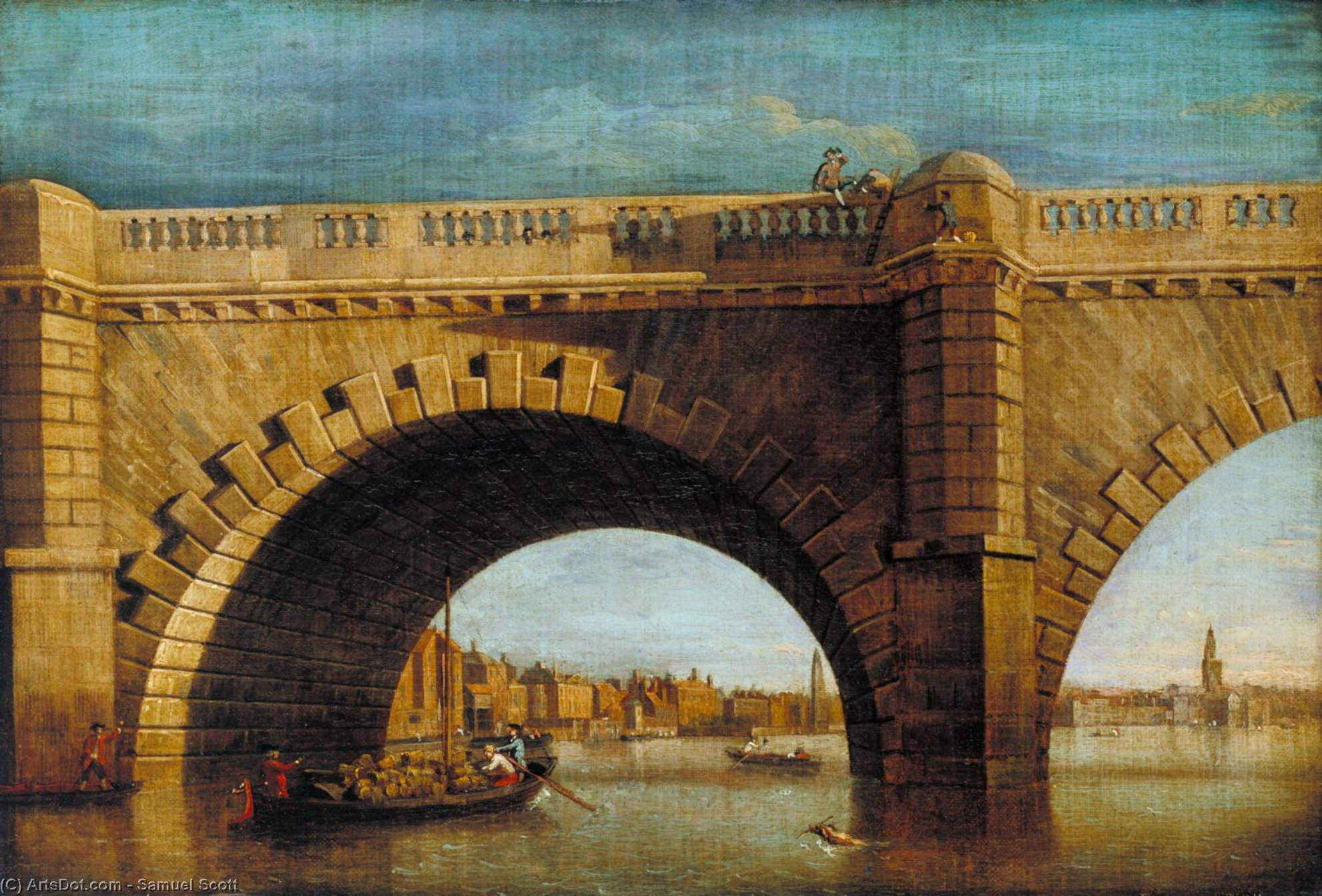 Buy Museum Art Reproductions Part of Old Westminster Bridge, 1750 by Samuel Scott (1702-1772, United Kingdom) | ArtsDot.com