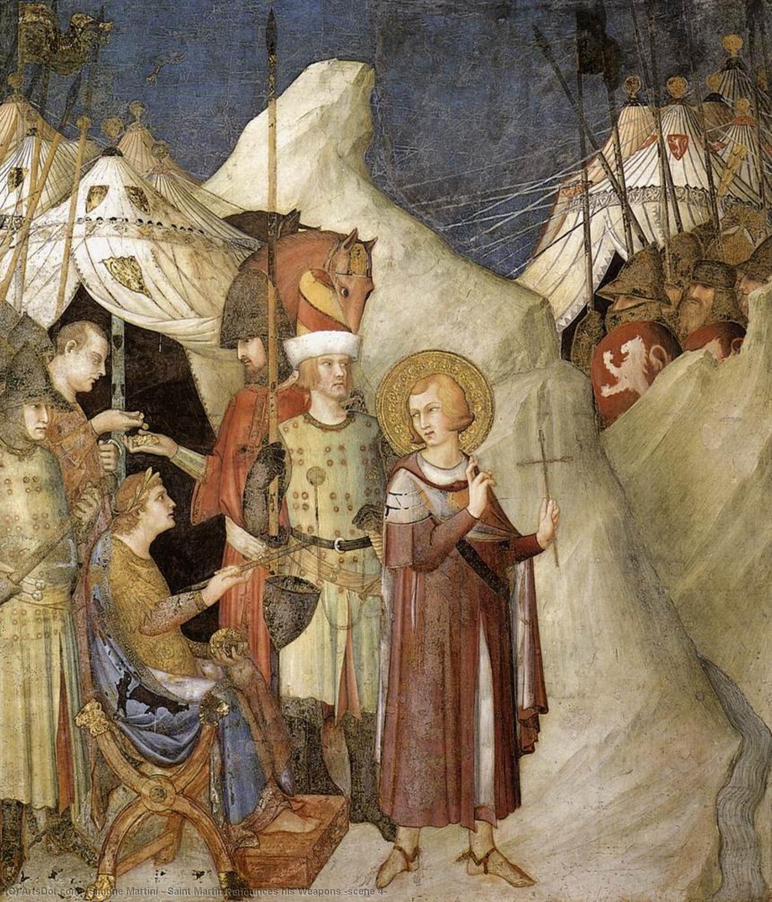 Order Oil Painting Replica Saint Martin Renounces his Weapons (scene 4), 1312 by Simone Martini (1284-1344, Italy) | ArtsDot.com