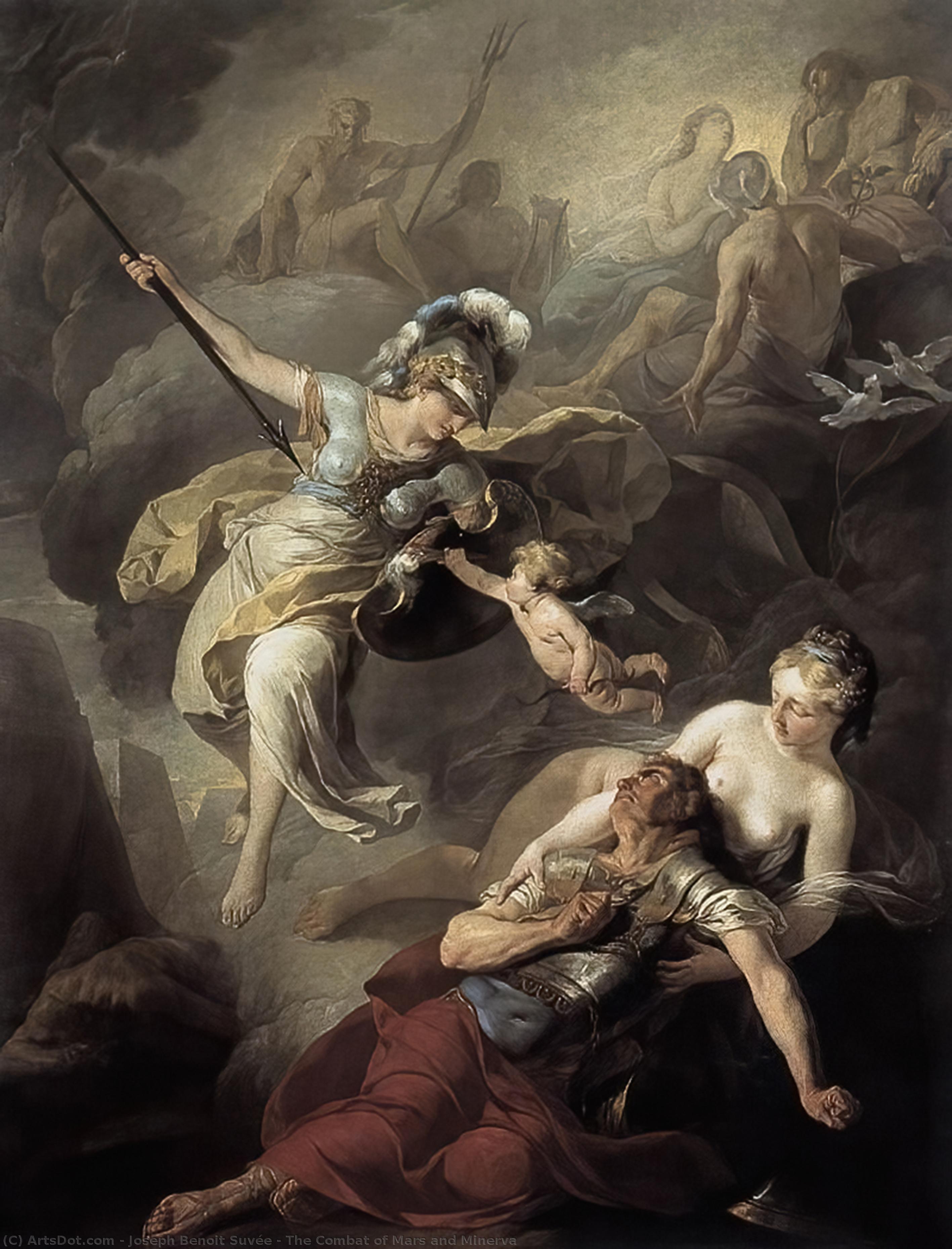 Order Paintings Reproductions The Combat of Mars and Minerva, 1771 by Joseph Benoit Suvée (1743-1807, Belgium) | ArtsDot.com