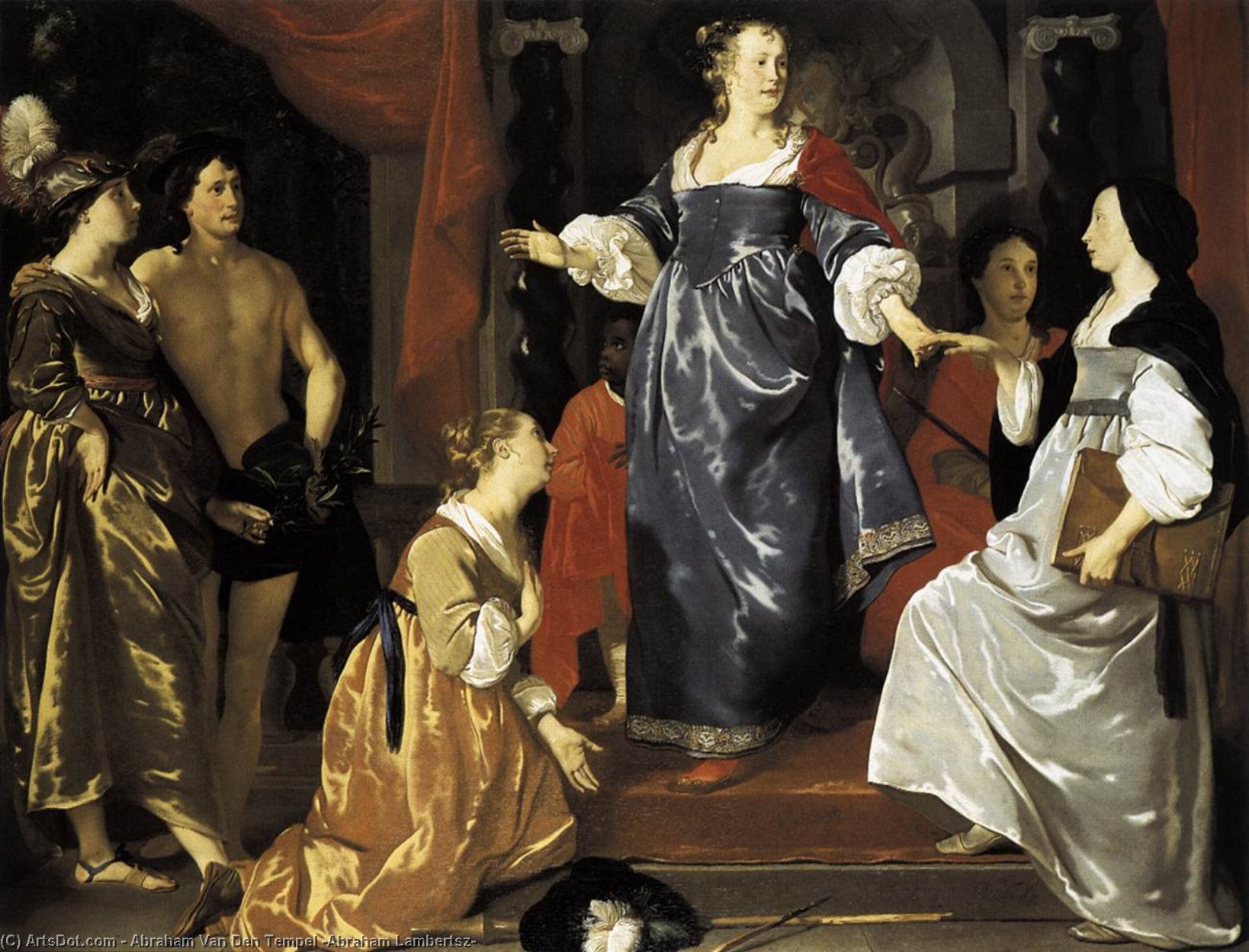 Order Paintings Reproductions The Maid of Leiden Welcomes `Nering`, 1651 by Abraham Van Den Tempel (Abraham Lambertsz) (1622-1672, Netherlands) | ArtsDot.com