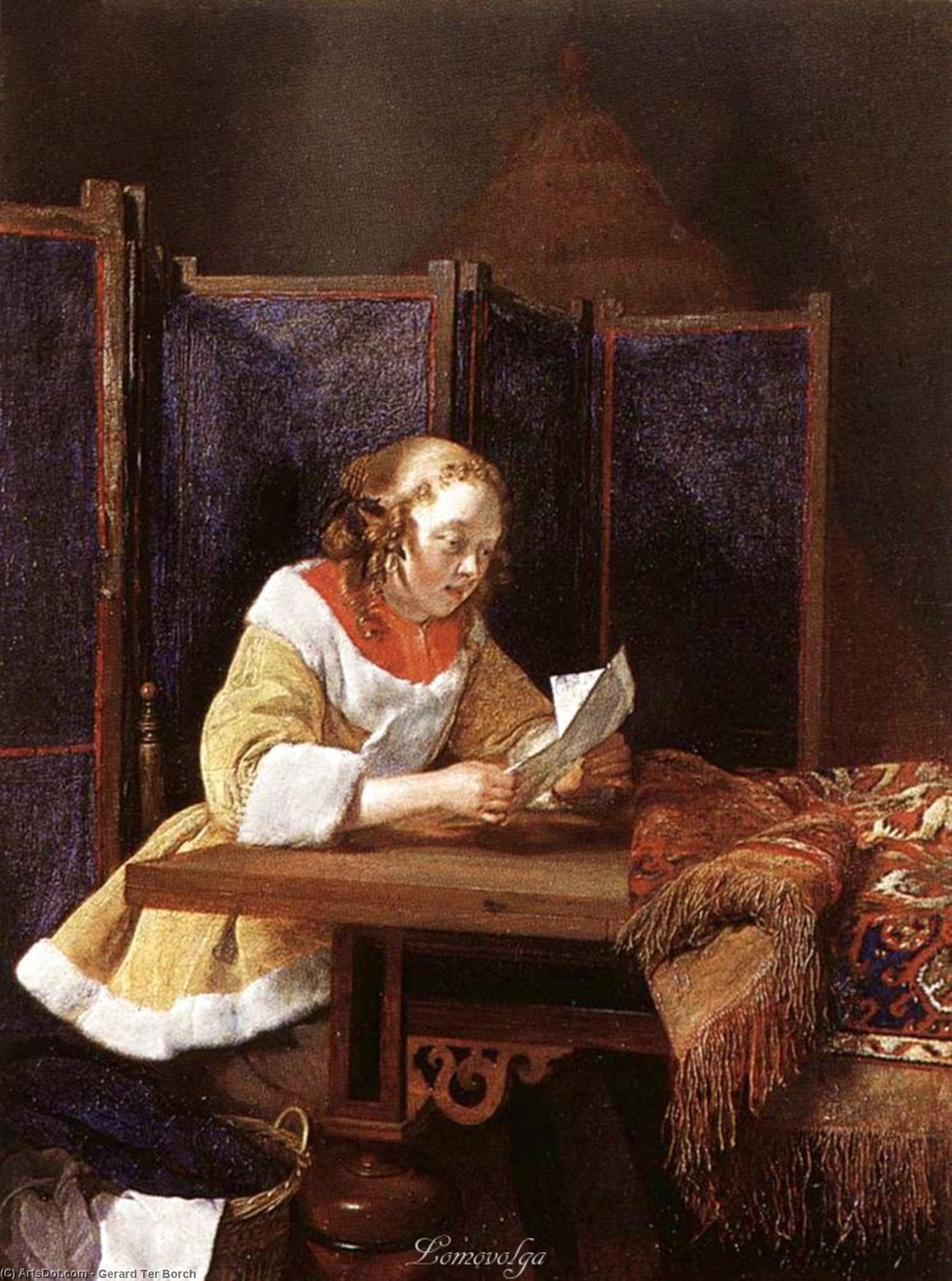 Order Paintings Reproductions A Lady Reading a Letter, 1662 by Gerard Ter Borch (1617-1681, Netherlands) | ArtsDot.com
