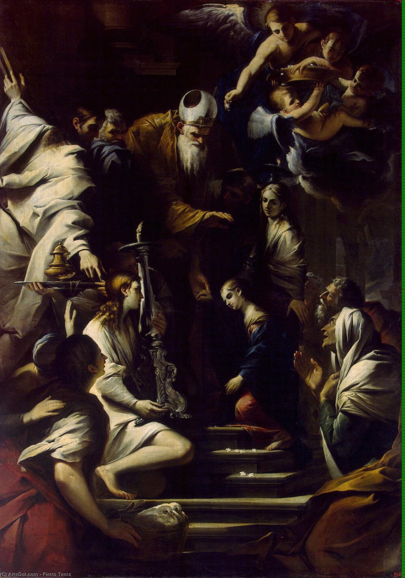 Order Oil Painting Replica Presentation of the Virgin in the Temple, 1641 by Pietro Testa (1611-1650, Italy) | ArtsDot.com