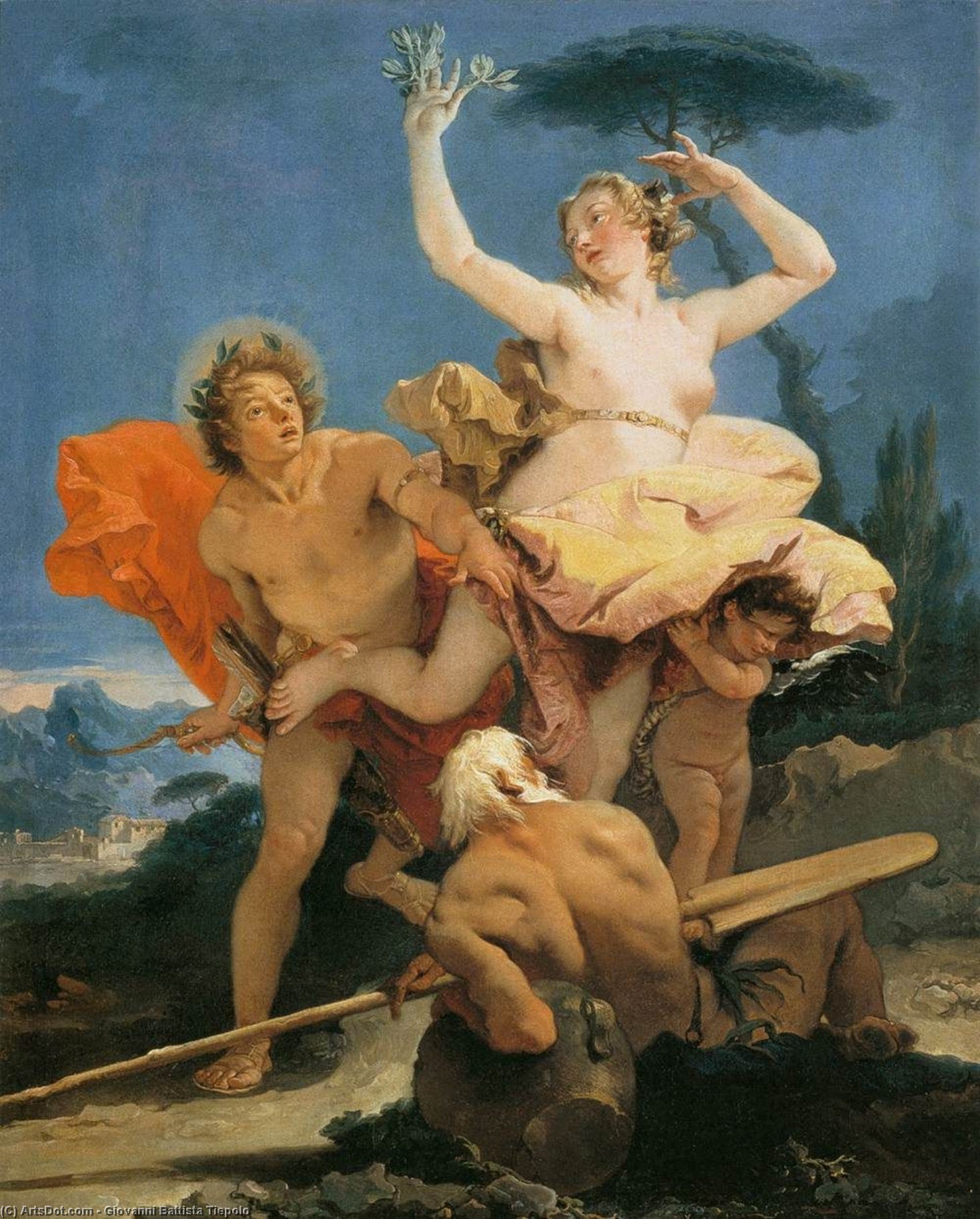 Buy Museum Art Reproductions Apollo and Daphne, 1744 by Giovanni Battista Tiepolo (2007-1770, Italy) | ArtsDot.com