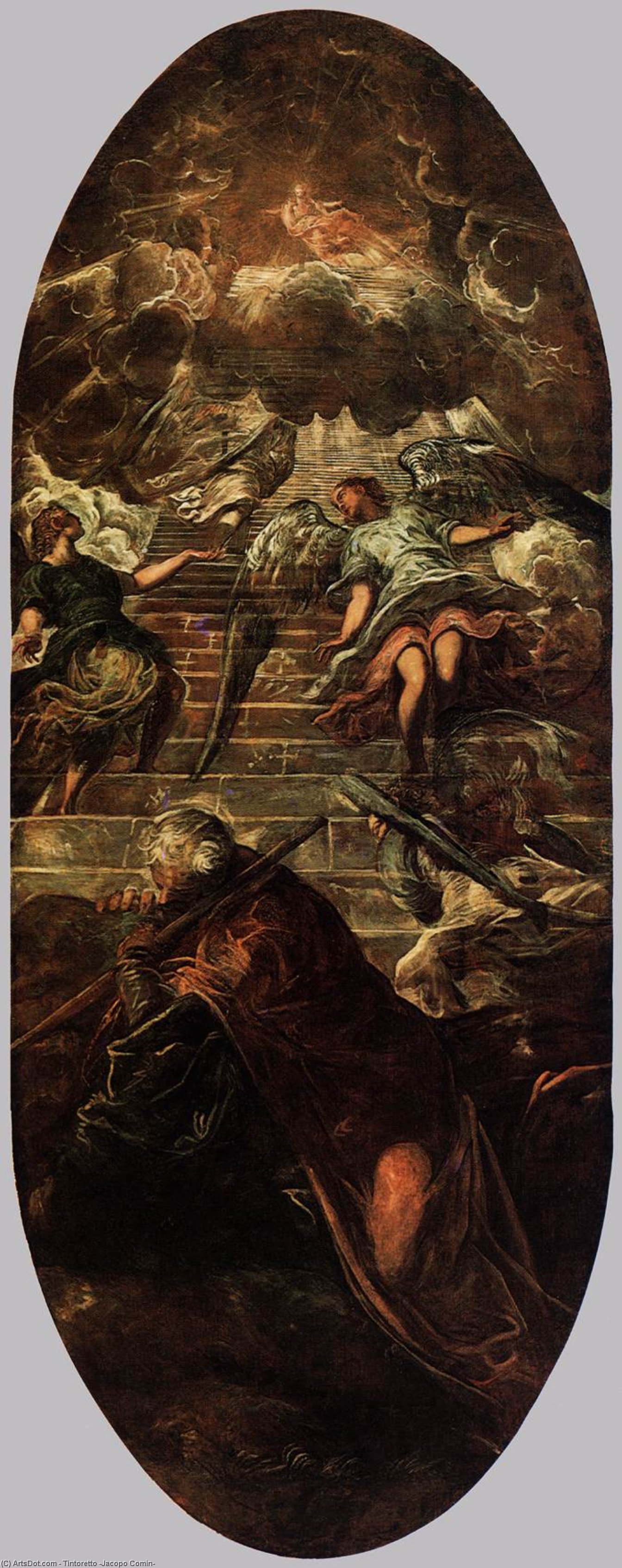 Order Paintings Reproductions Jacob`s Ladder, 1577 by Tintoretto (Jacopo Comin) (1518-1594, Italy) | ArtsDot.com