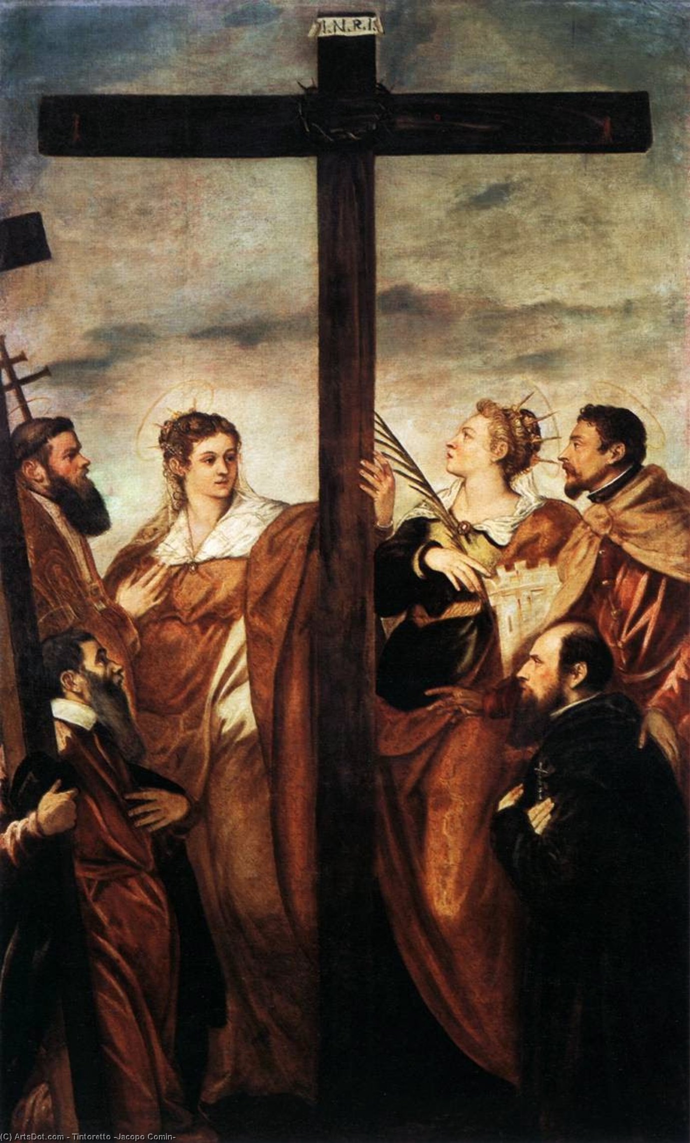 Order Oil Painting Replica Sts Helen and Barbara Adoring the Cross by Tintoretto (Jacopo Comin) (1518-1594, Italy) | ArtsDot.com