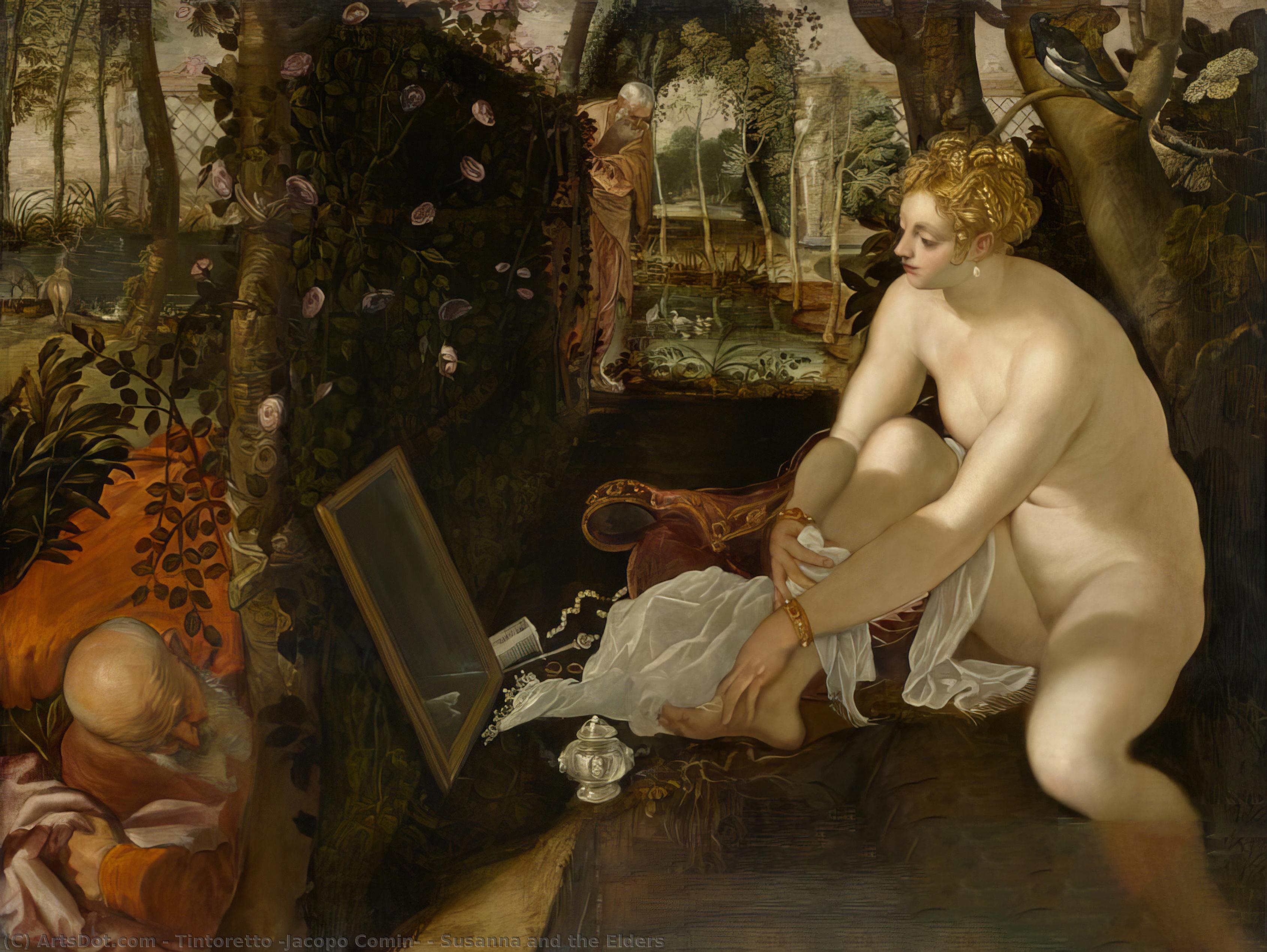 顺序 畫複製 苏珊娜和长老会, 1557 通过 Tintoretto (Jacopo Comin) (1518-1594, Italy) | ArtsDot.com
