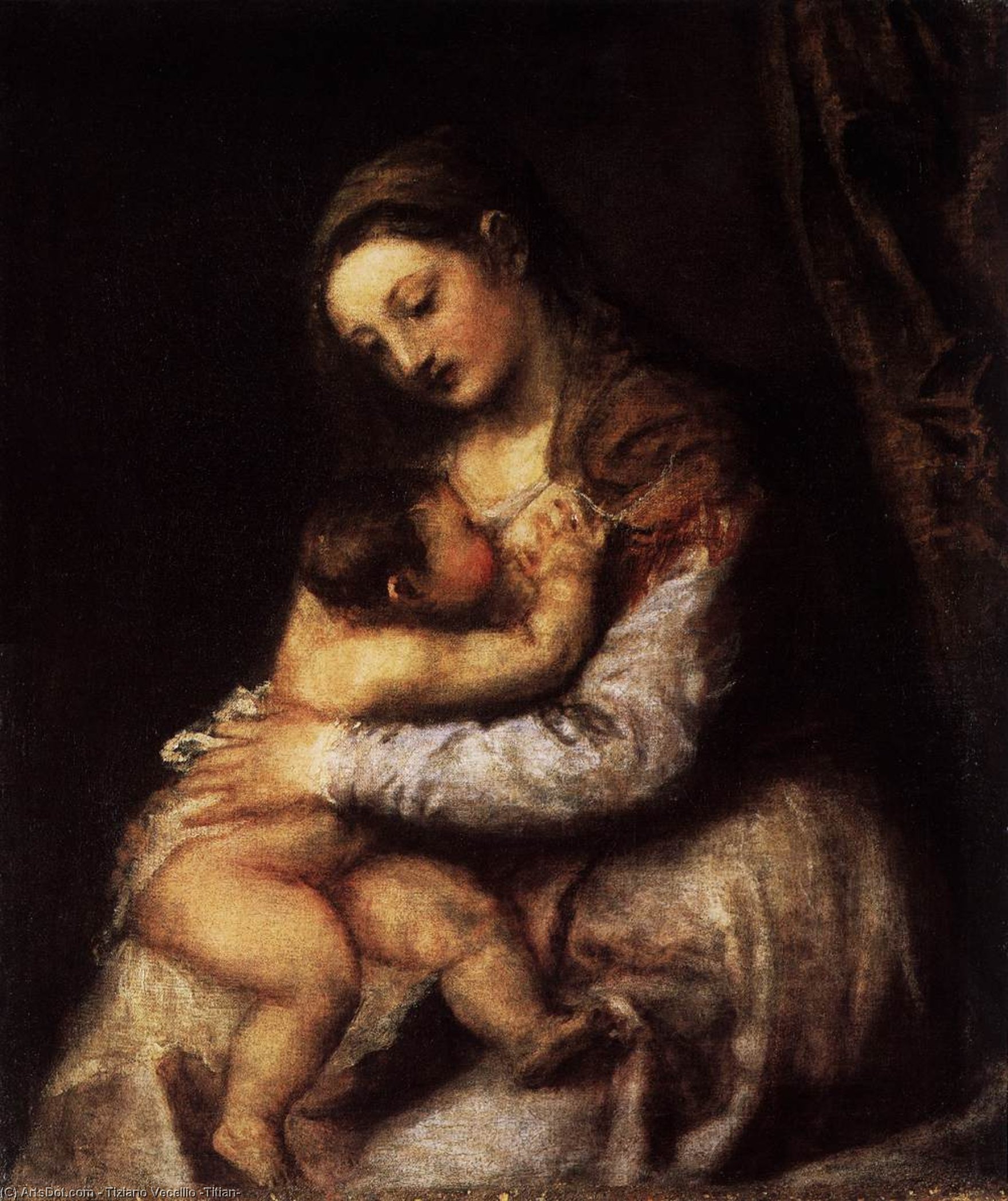 Order Paintings Reproductions Madonna and Child, 1565 by Tiziano Vecellio (Titian) (1490-1576, Italy) | ArtsDot.com