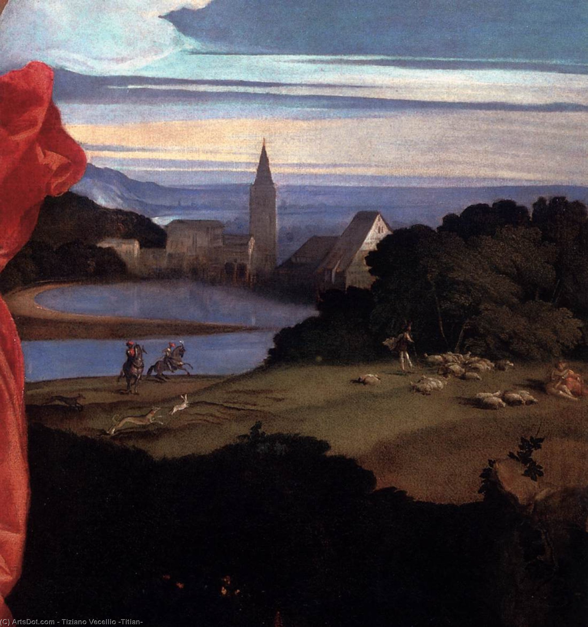 Order Paintings Reproductions Sacred and Profane Love (detail) (8), 1514 by Tiziano Vecellio (Titian) (1490-1576, Italy) | ArtsDot.com