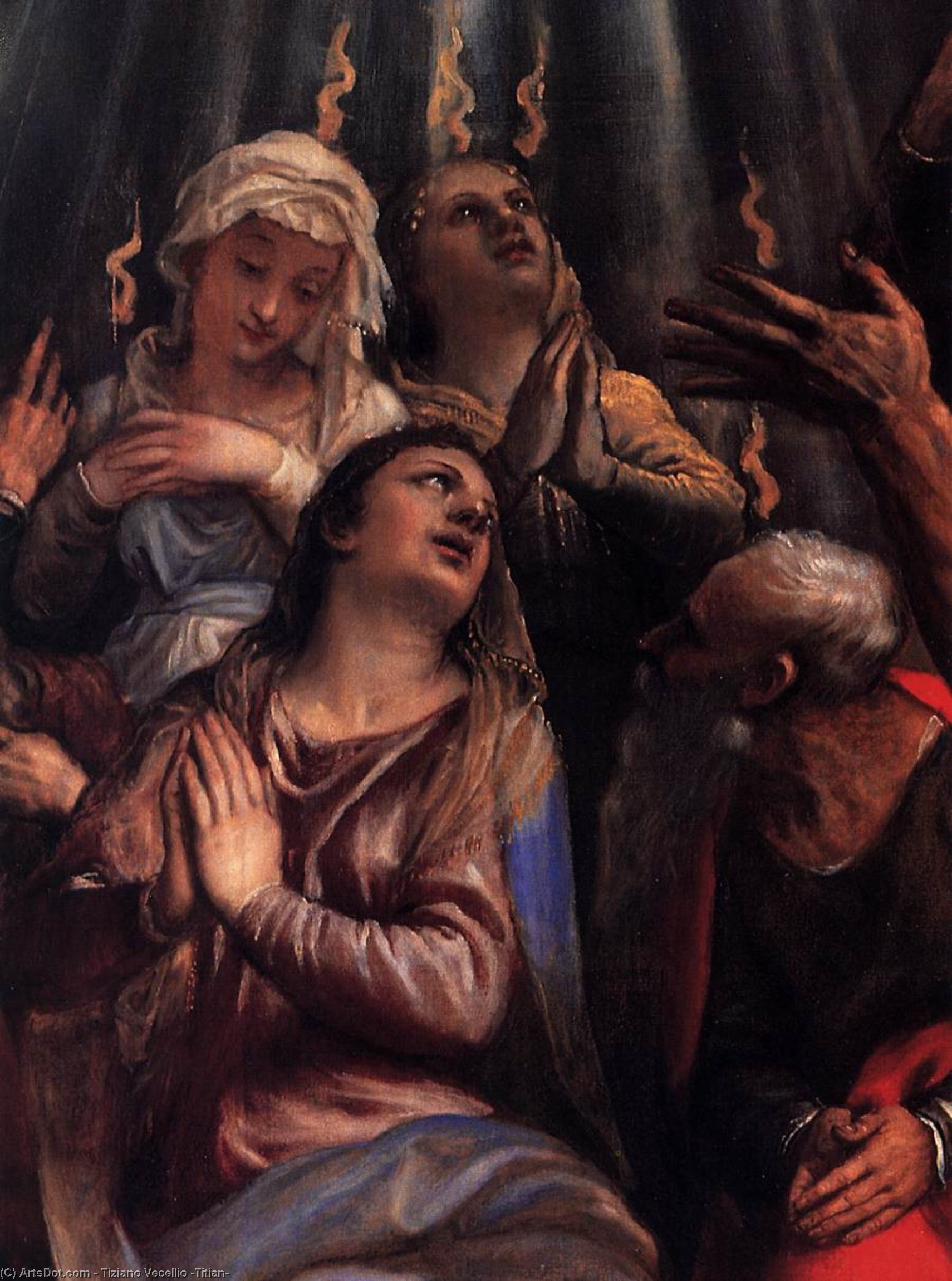 Order Art Reproductions The Descent of the Holy Ghost (detail), 1545 by Tiziano Vecellio (Titian) (1490-1576, Italy) | ArtsDot.com