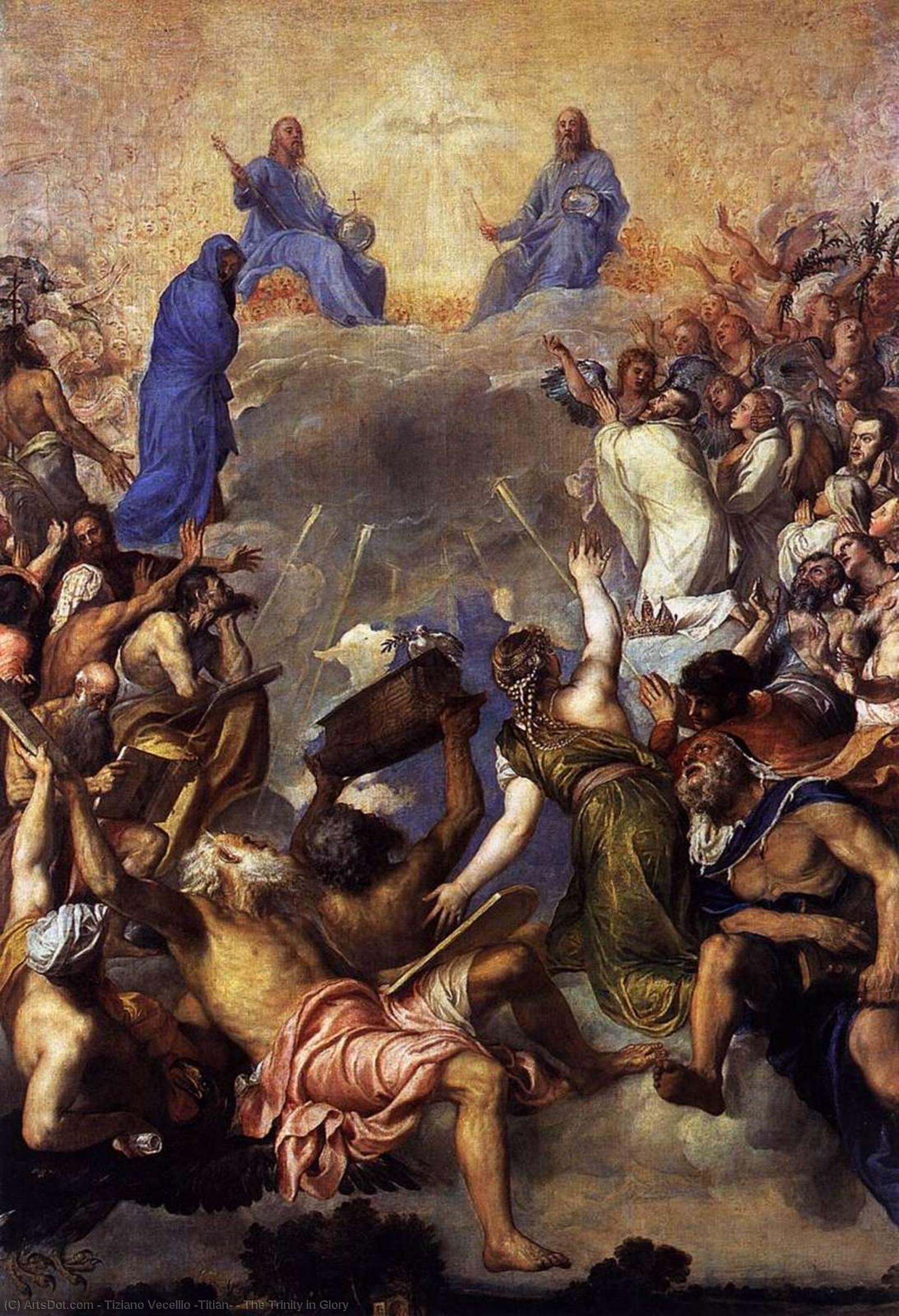 Order Paintings Reproductions The Trinity in Glory, 1552 by Tiziano Vecellio (Titian) (1490-1576, Italy) | ArtsDot.com