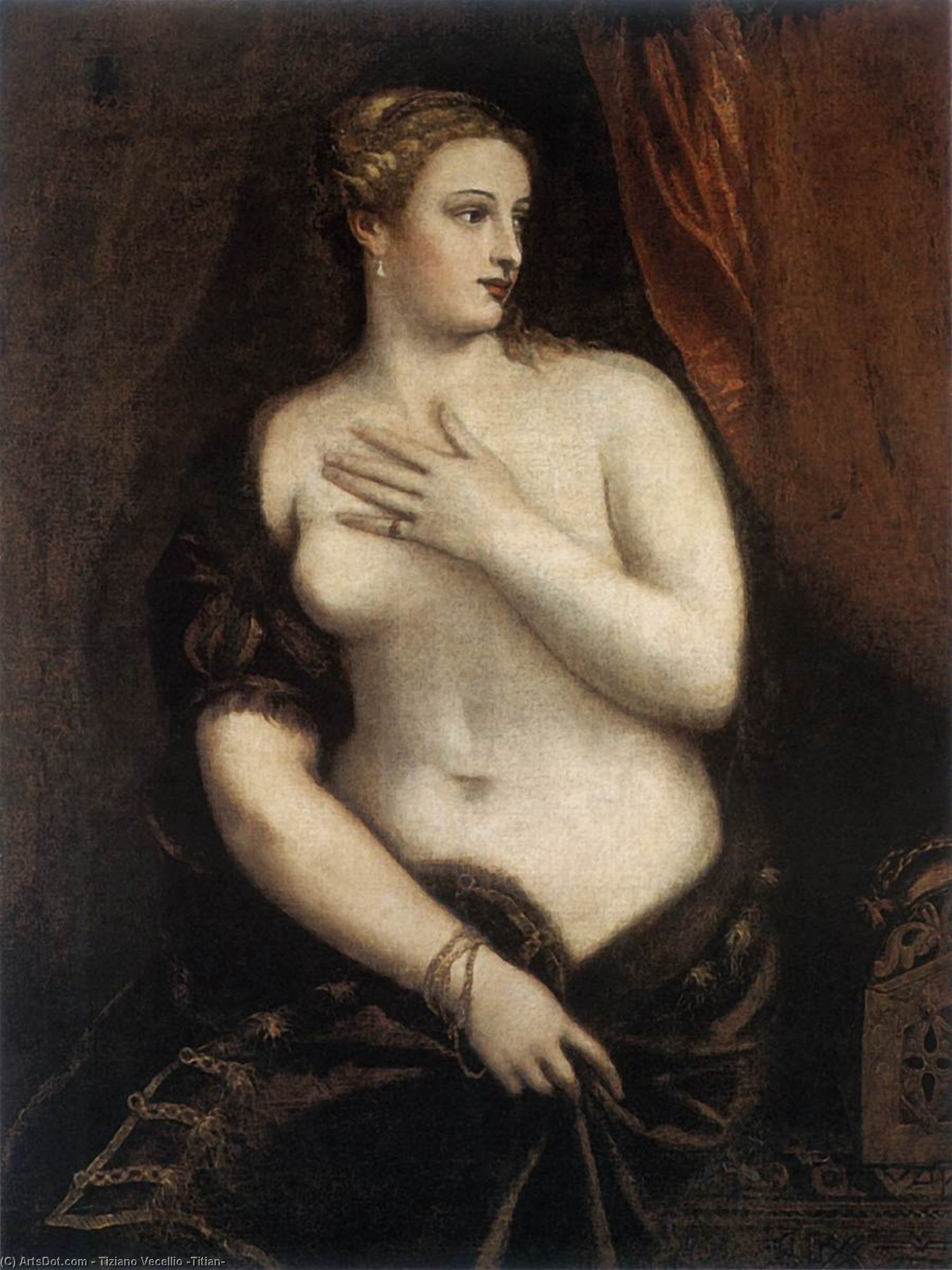 Order Oil Painting Replica Venus with a Mirror, 1550 by Tiziano Vecellio (Titian) (1490-1576, Italy) | ArtsDot.com