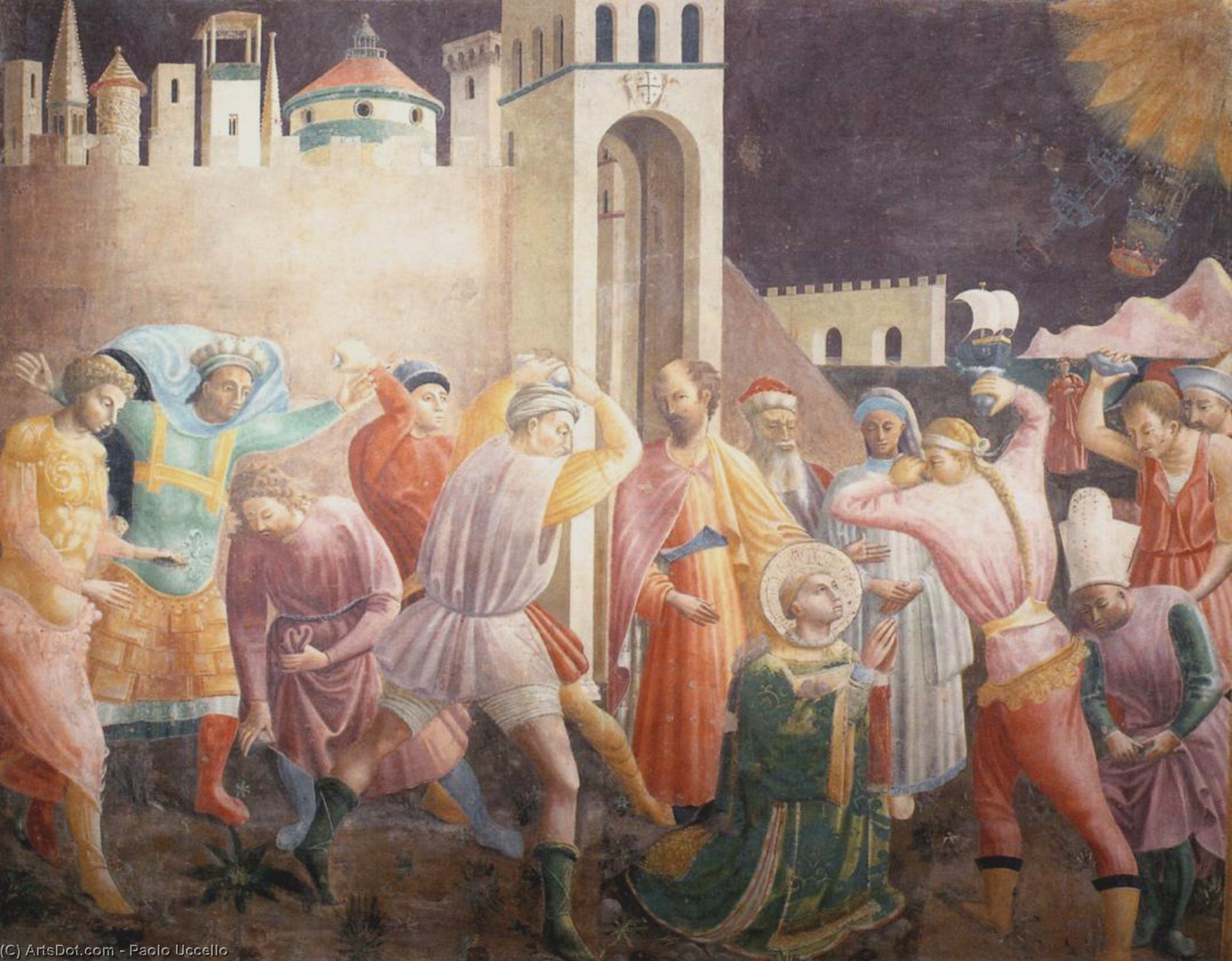 Order Art Reproductions Stoning of St Stephen, 1435 by Paolo Uccello (1397-1475, Italy) | ArtsDot.com