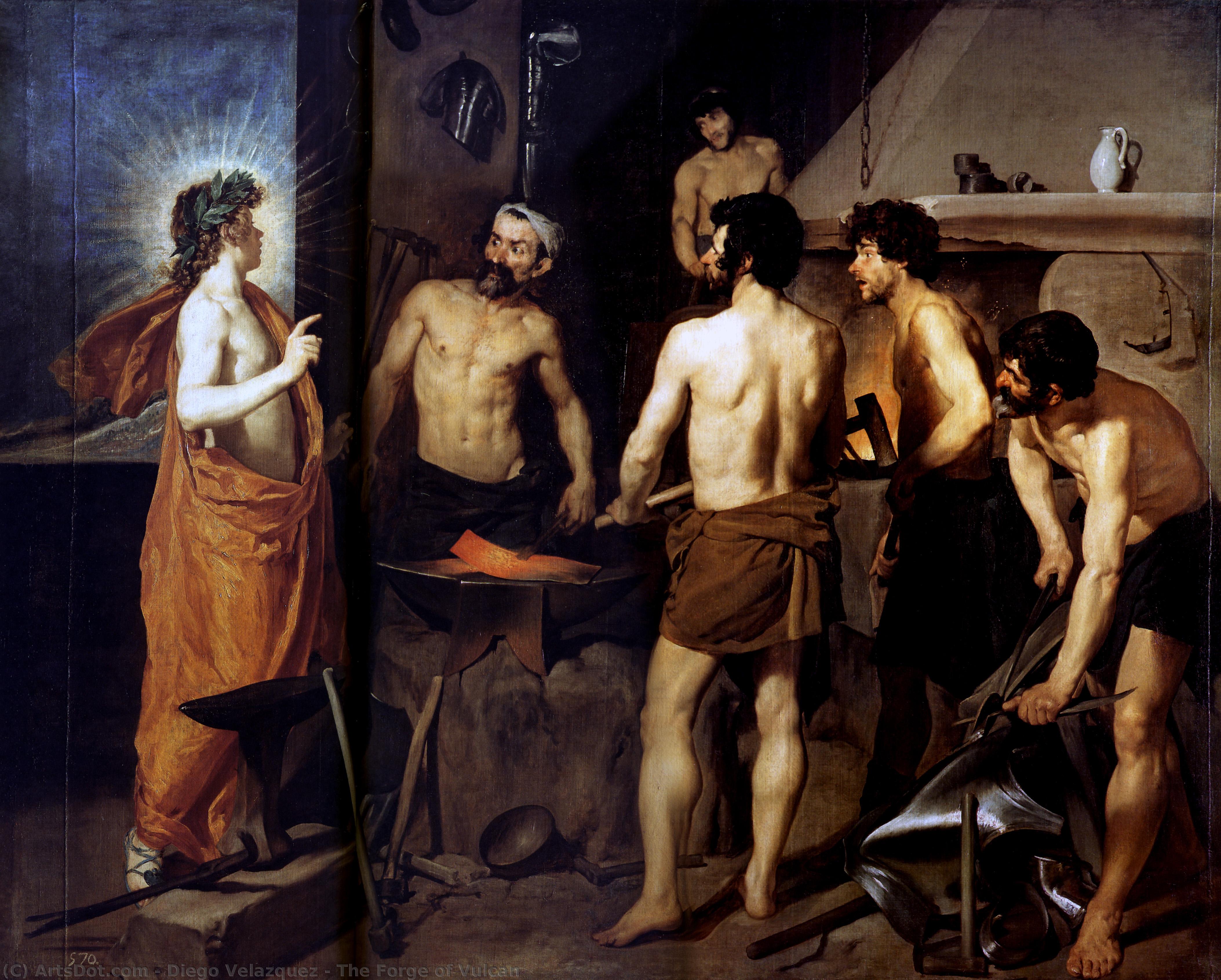 顺序 畫複製 The Forge of Vulcan, 1630 通过 Diego Velazquez (1599-1660, Spain) | ArtsDot.com