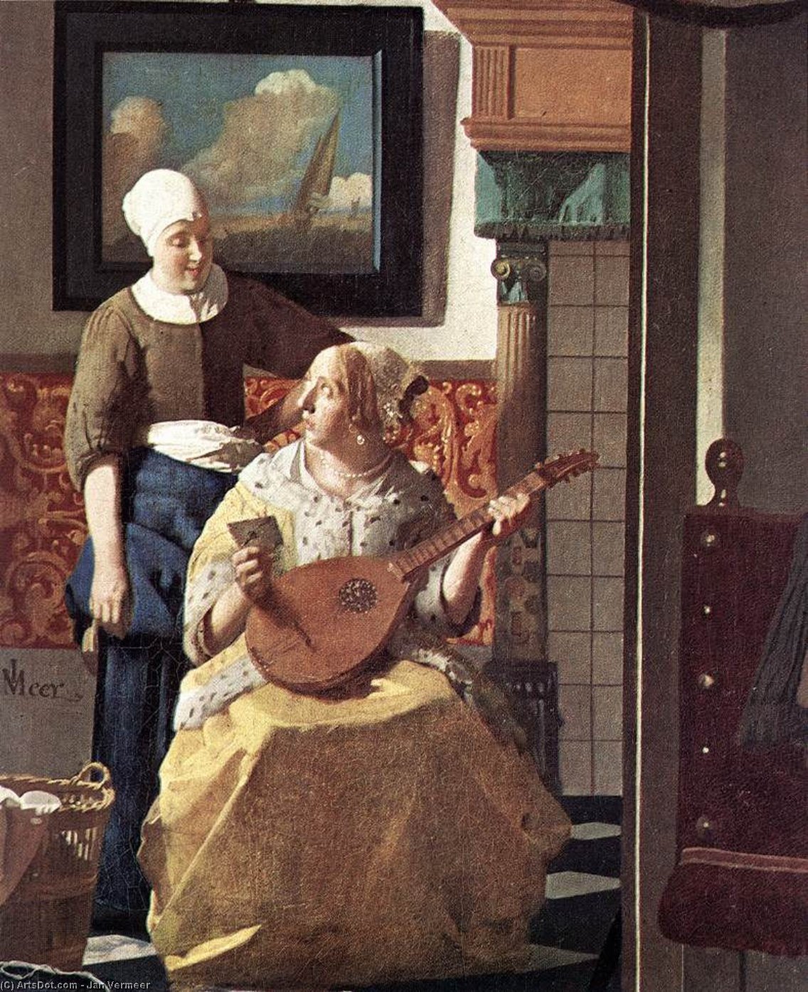 Pedir Reproducciones De Arte La carta de amor (detalle), 1667 de Johannes Vermeer (1632-1675, Netherlands) | ArtsDot.com