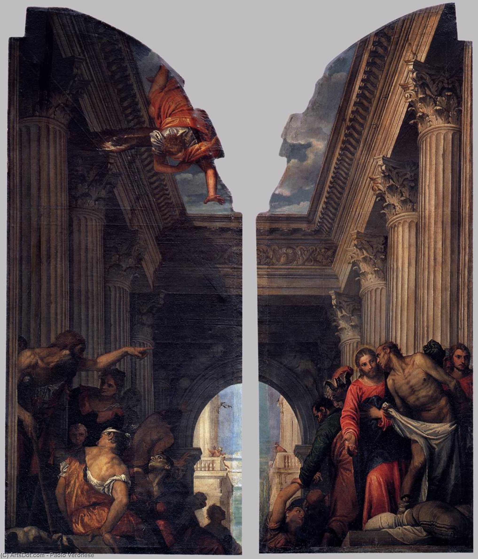 Order Paintings Reproductions Healing of the Lame Man at the Pool of Bethesda, 1560 by Paolo Veronese (1528-1588, Italy) | ArtsDot.com