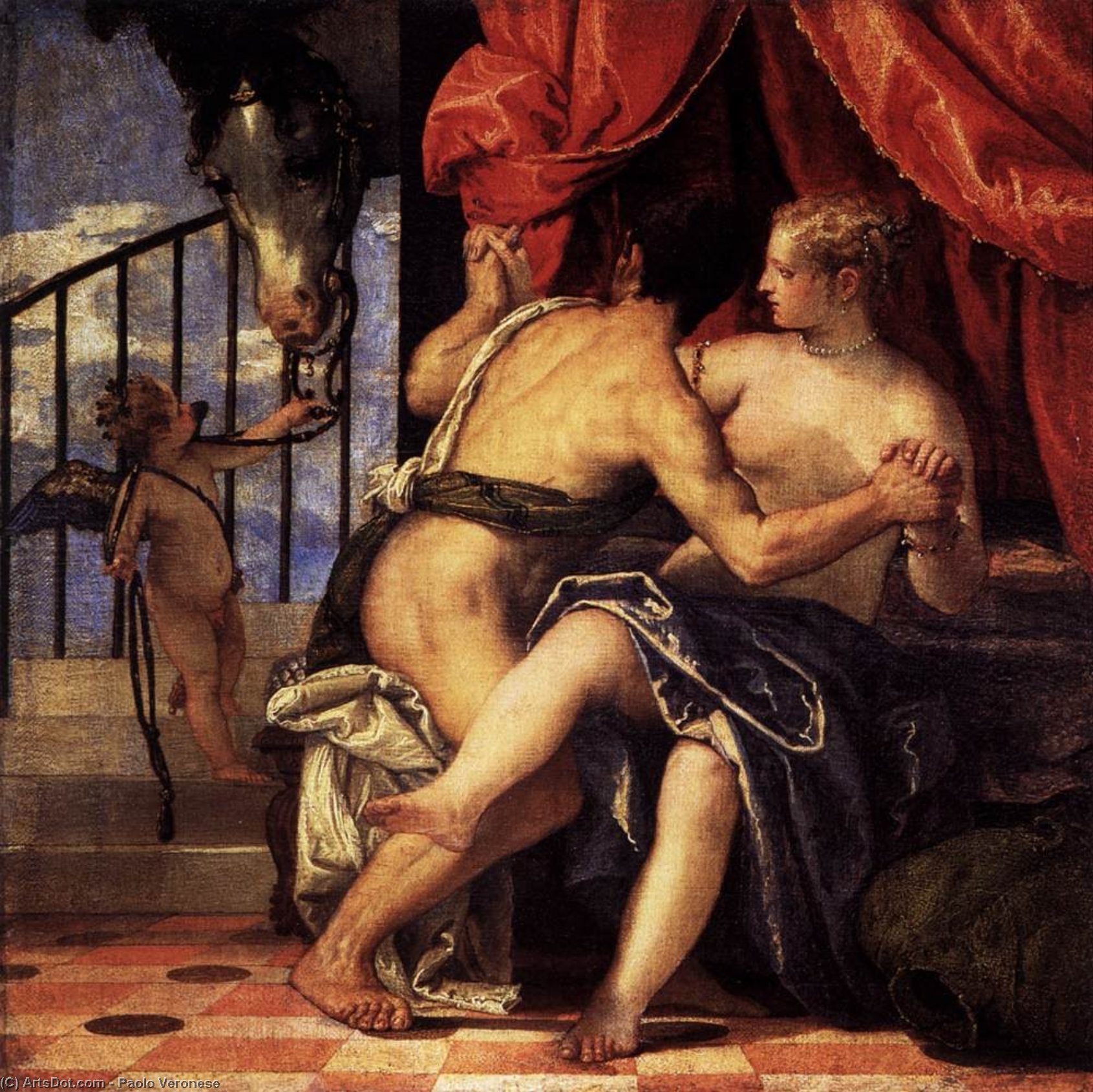 Order Artwork Replica Venus and Mars with Cupid and a Horse, 1570 by Paolo Veronese (1528-1588, Italy) | ArtsDot.com