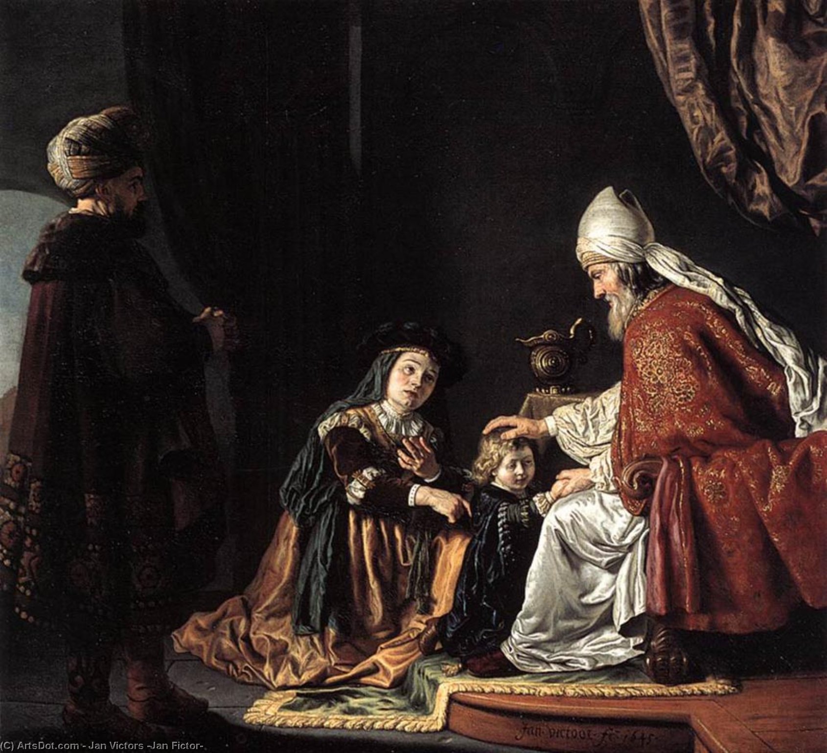 Order Paintings Reproductions Hannah Giving Her Son Samuel to the Priest, 1645 by Jan Victors (Jan Fictor) (1619-1679, Netherlands) | ArtsDot.com