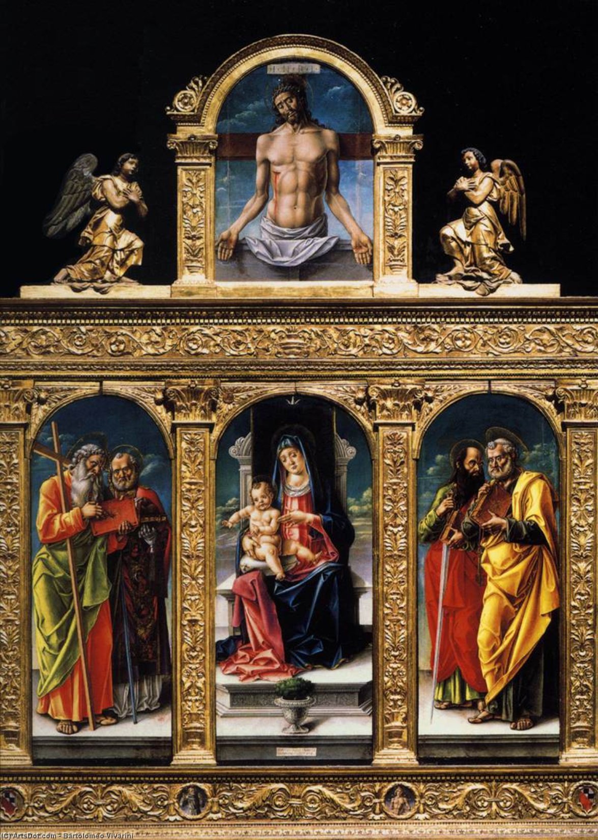 Buy Museum Art Reproductions Virgin Enthroned with Child and Saints, 1487 by Bartolomeo Vivarini (1440-1499, Italy) | ArtsDot.com