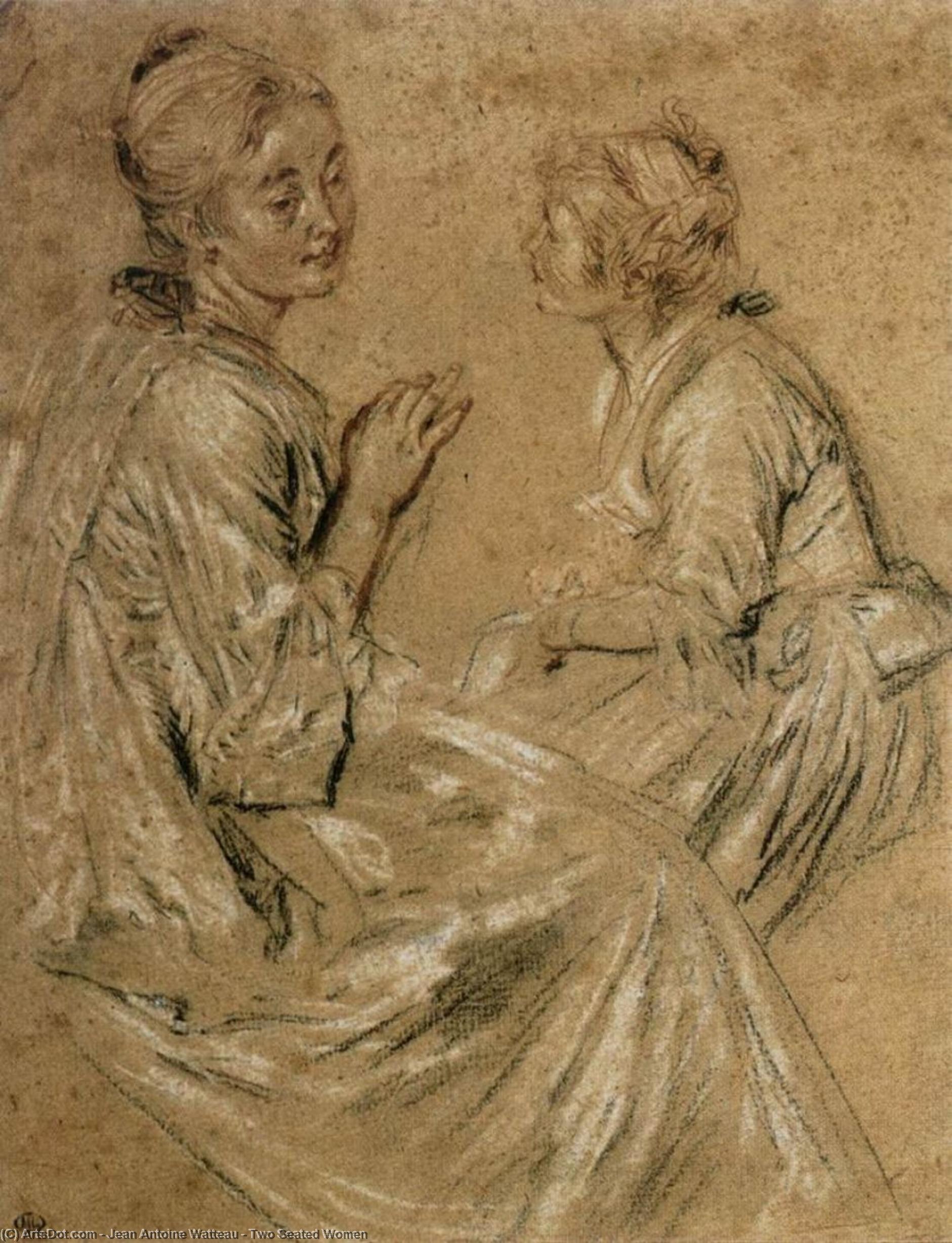 Order Oil Painting Replica Two Seated Women, 1716 by Jean Antoine Watteau (1684-1721, France) | ArtsDot.com