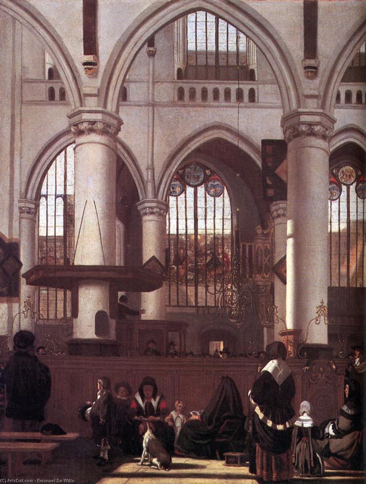 Buy Museum Art Reproductions The Interior of the Oude Kerk, Amsterdam, during a Sermon, 1658 by Emanuel De Witte (1617-1692, Netherlands) | ArtsDot.com
