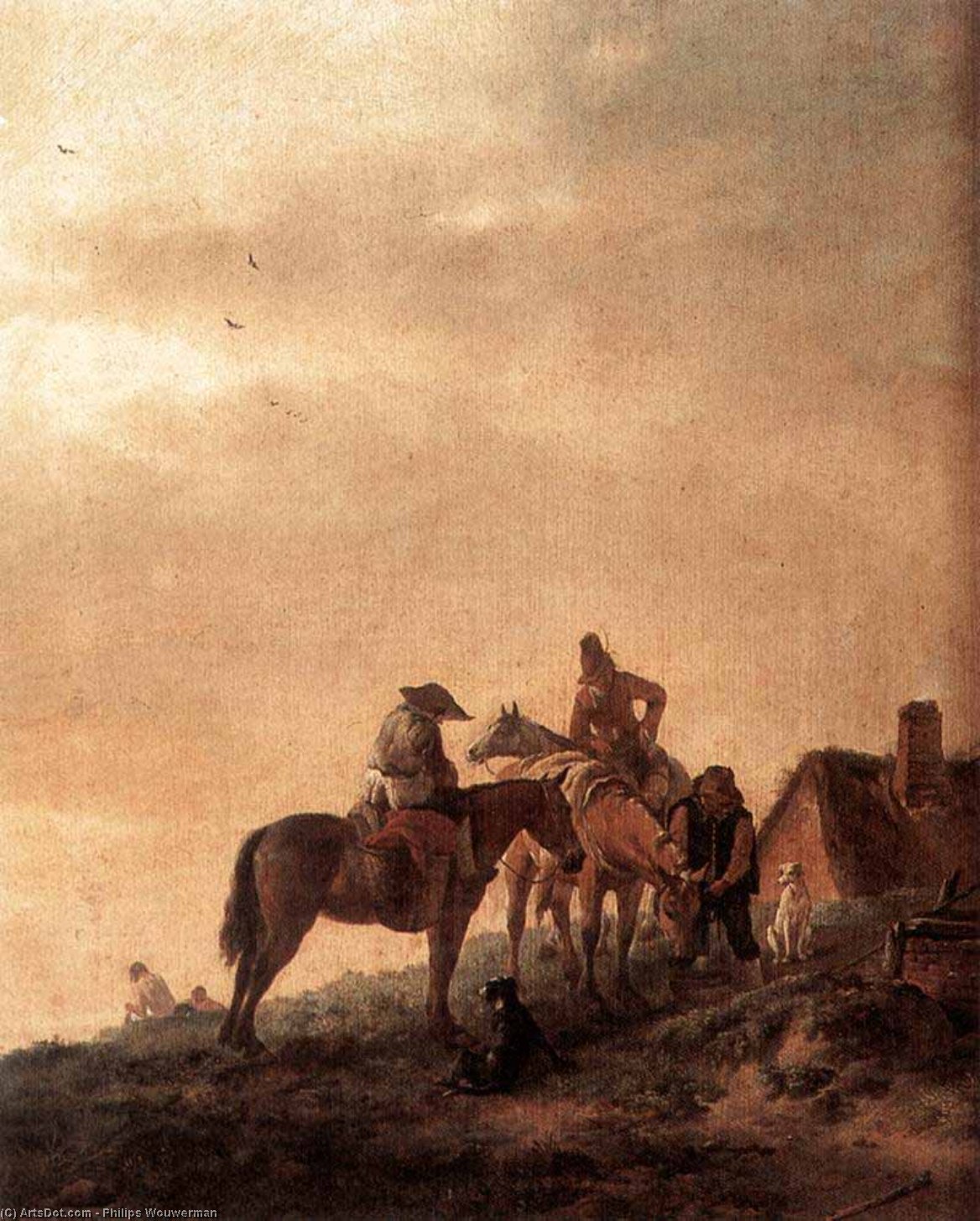 Buy Museum Art Reproductions Rider`s Rest Place by Philips Wouwerman (1619-1668, Netherlands) | ArtsDot.com