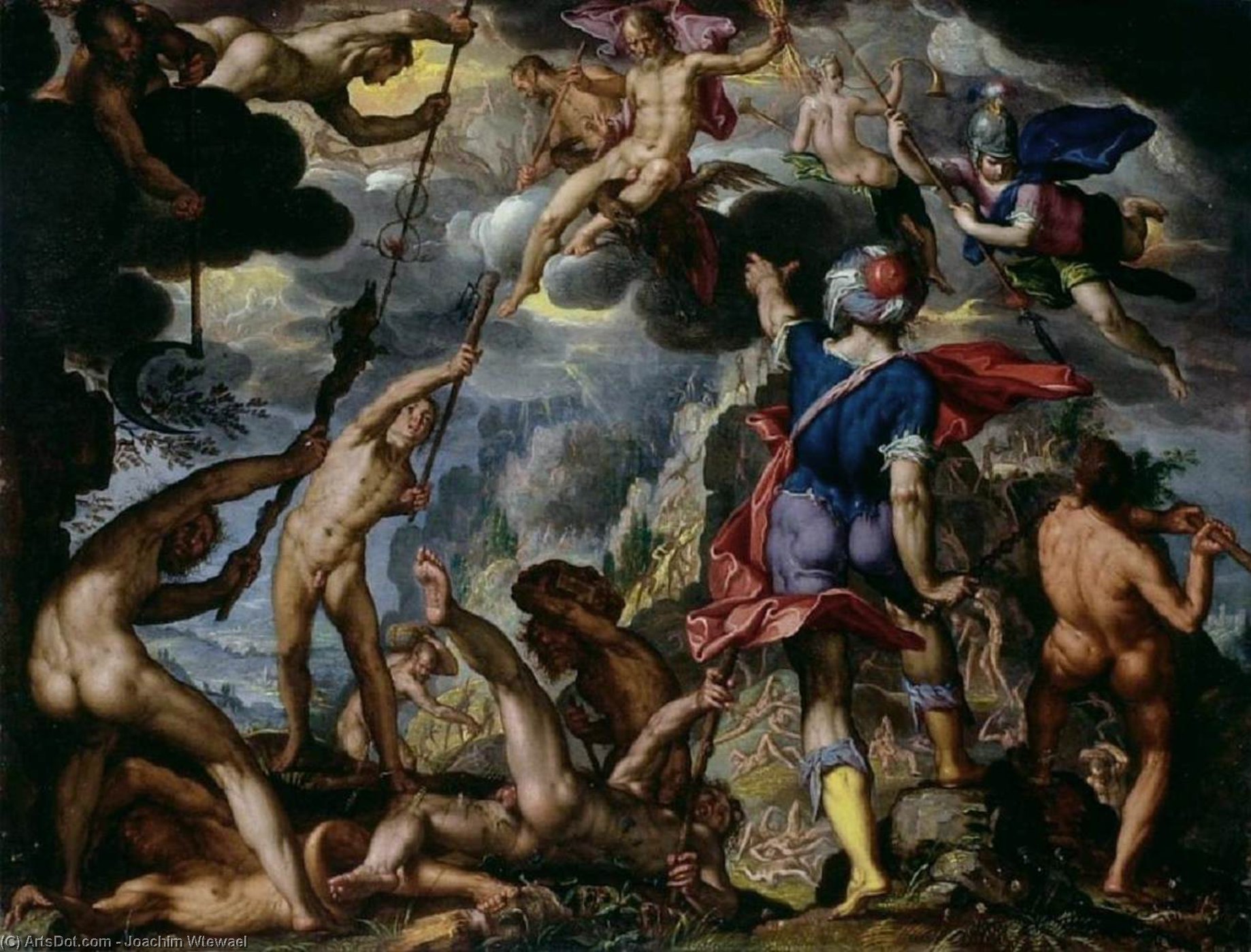 Order Oil Painting Replica The Battle Between the Gods and the Titans, 1600 by Joachim Antonisz Wtewael | ArtsDot.com